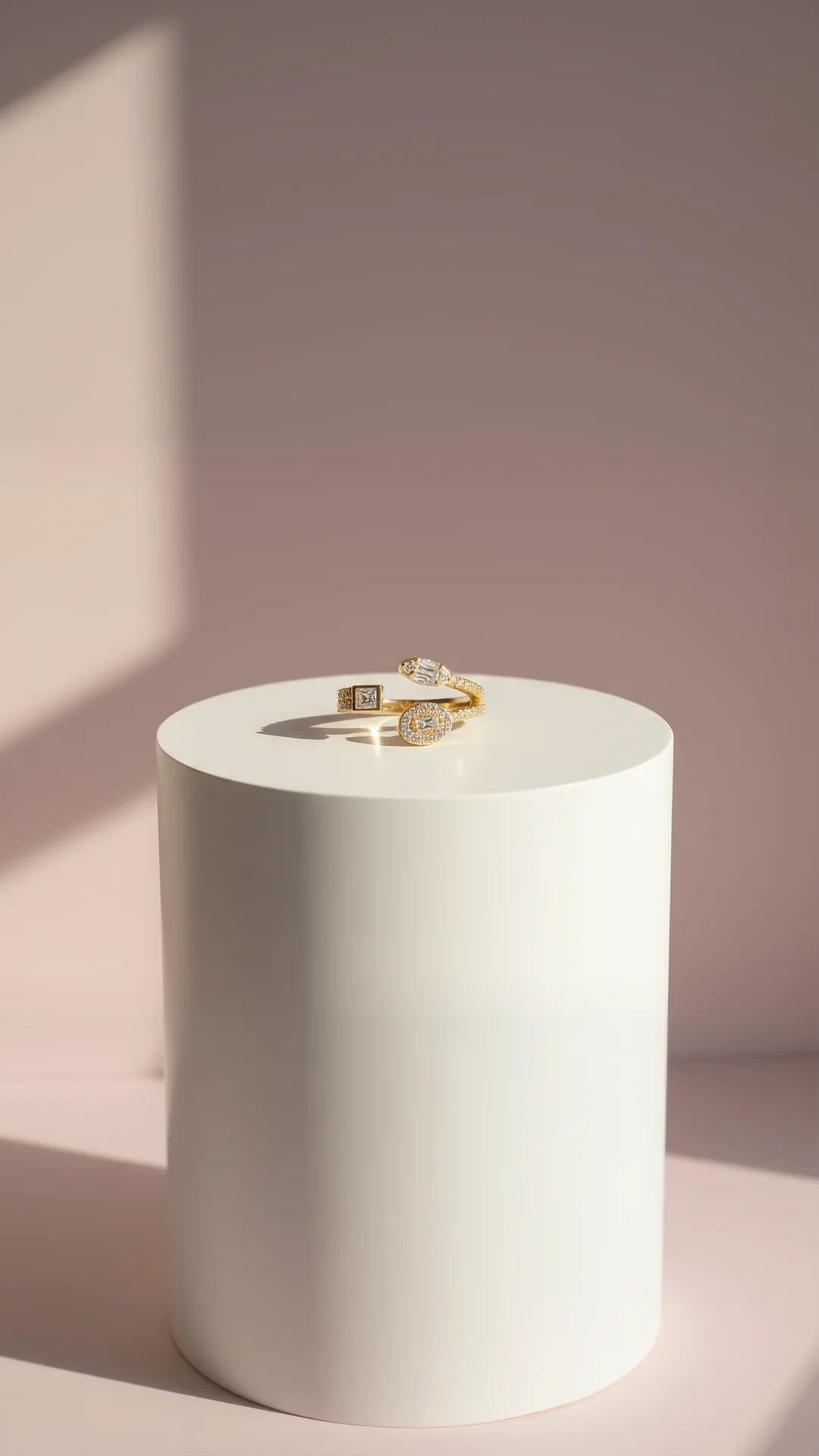 Waterproof 14k Gold Tone Free Size Crystal Stacking Ring