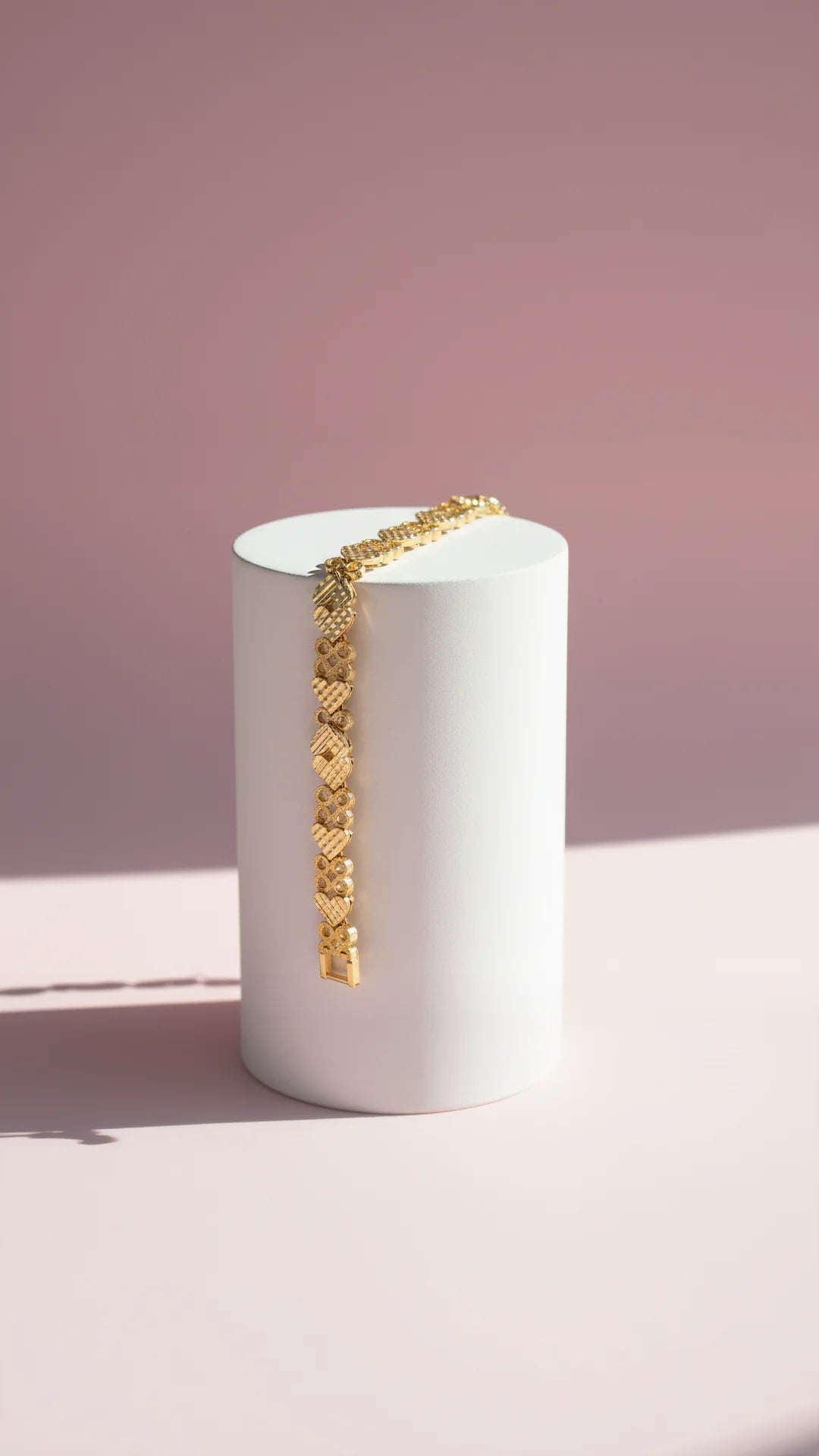 Waterproof 24k Gold Plated Hearts & Circles Link Bracelet