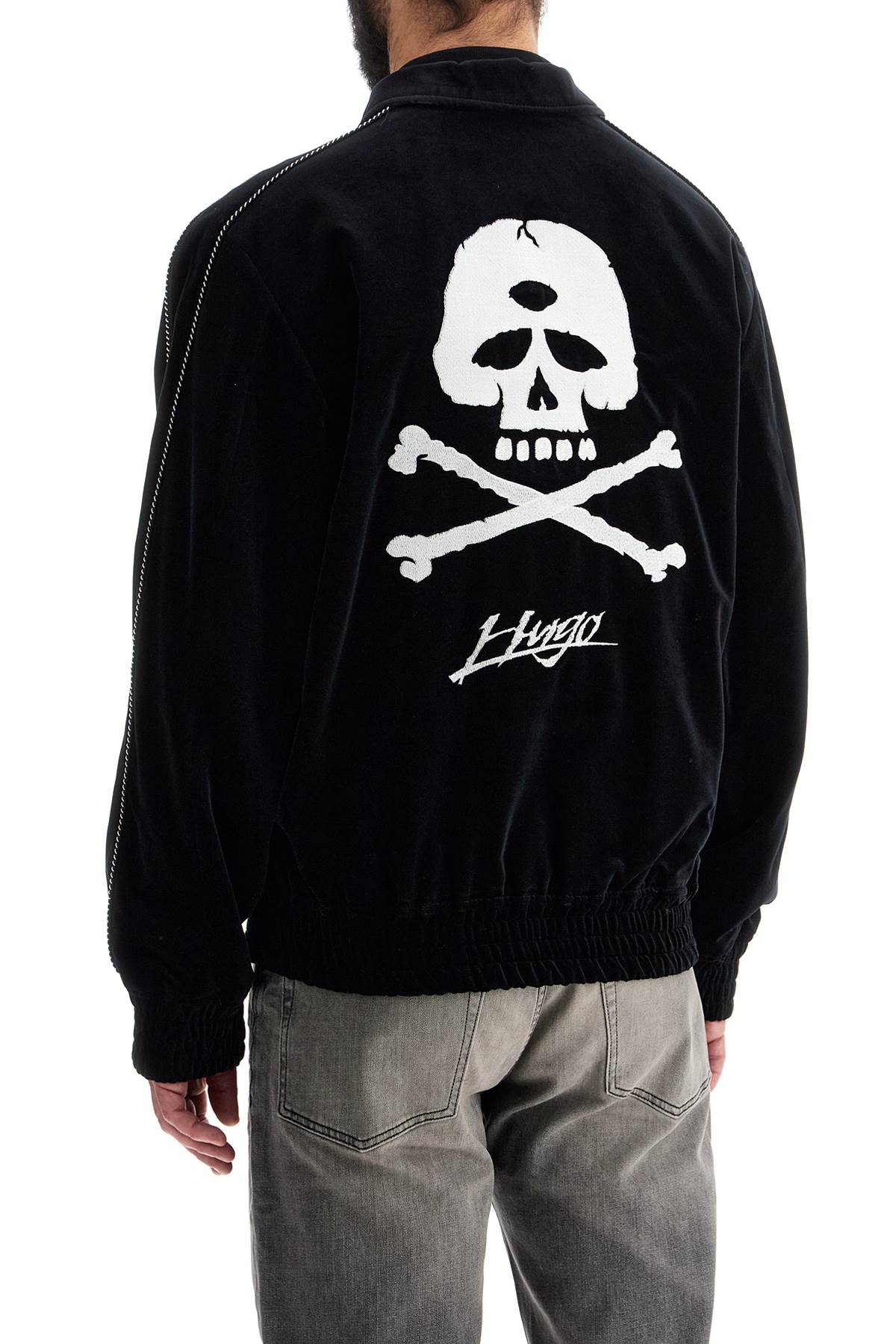 Hugo black skull pattern cotton jacket with zip