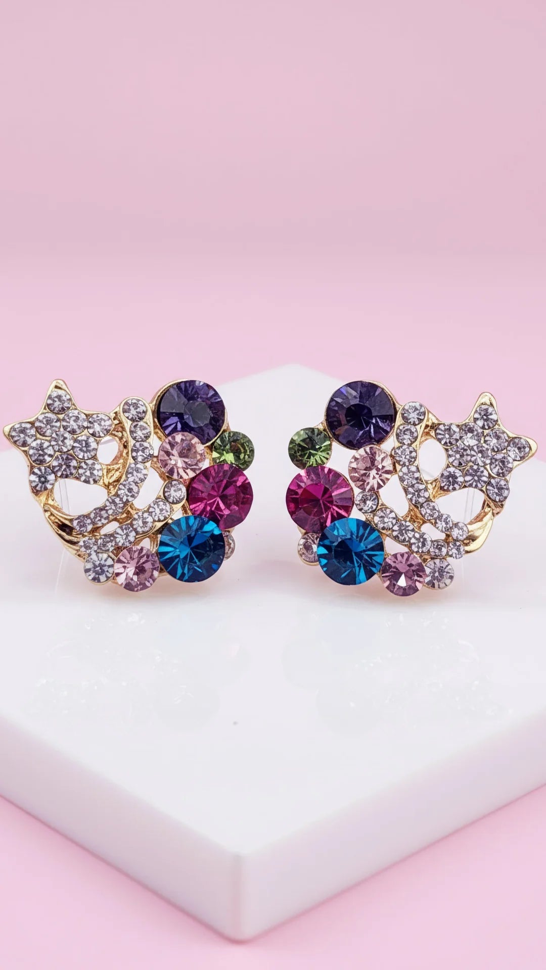 Star Cluster Crystal Stud Earrings
