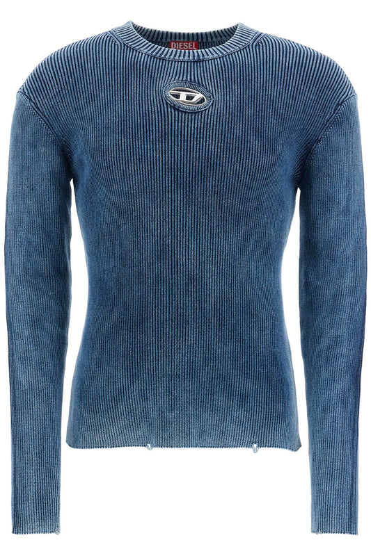 Diesel blue peacoat vertical ribbed cotton sweater