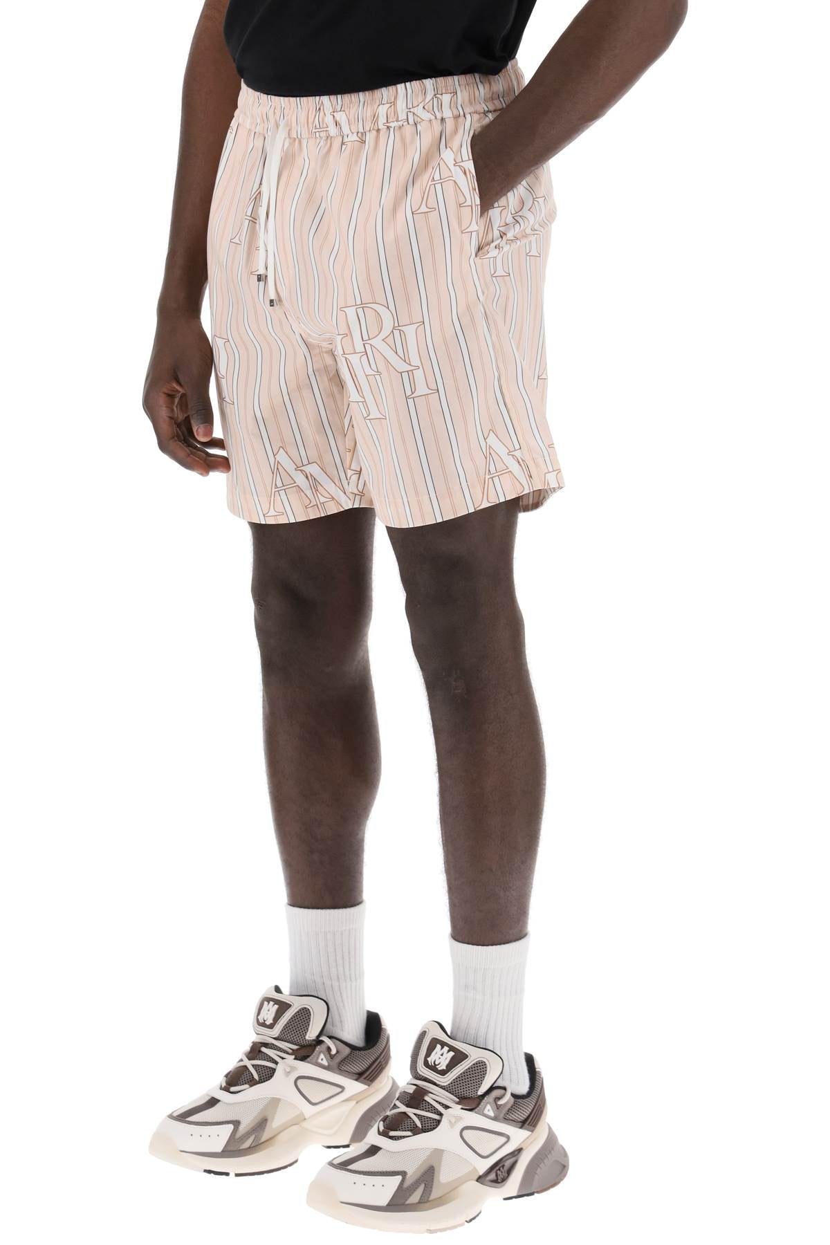 Amiri stripe technical poplin bermuda shorts with logo "striped