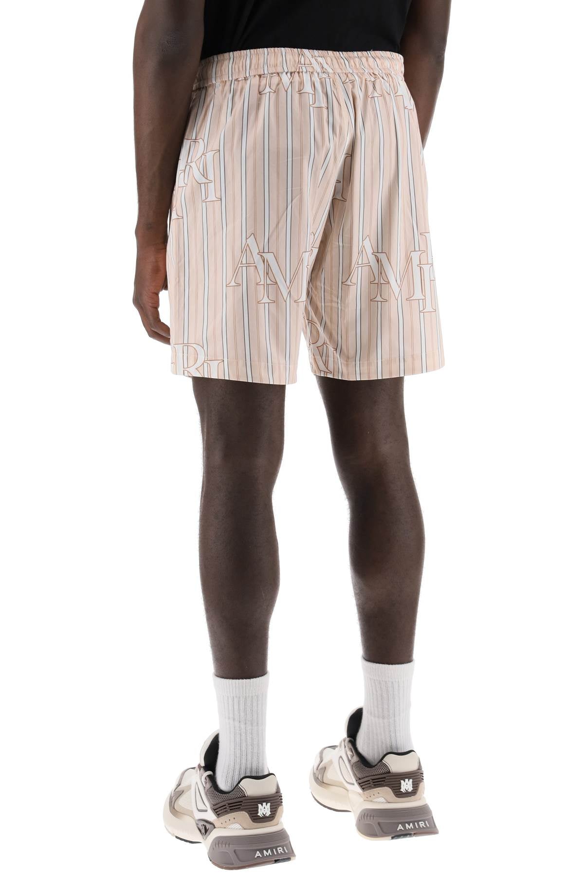 Amiri stripe technical poplin bermuda shorts with logo "striped