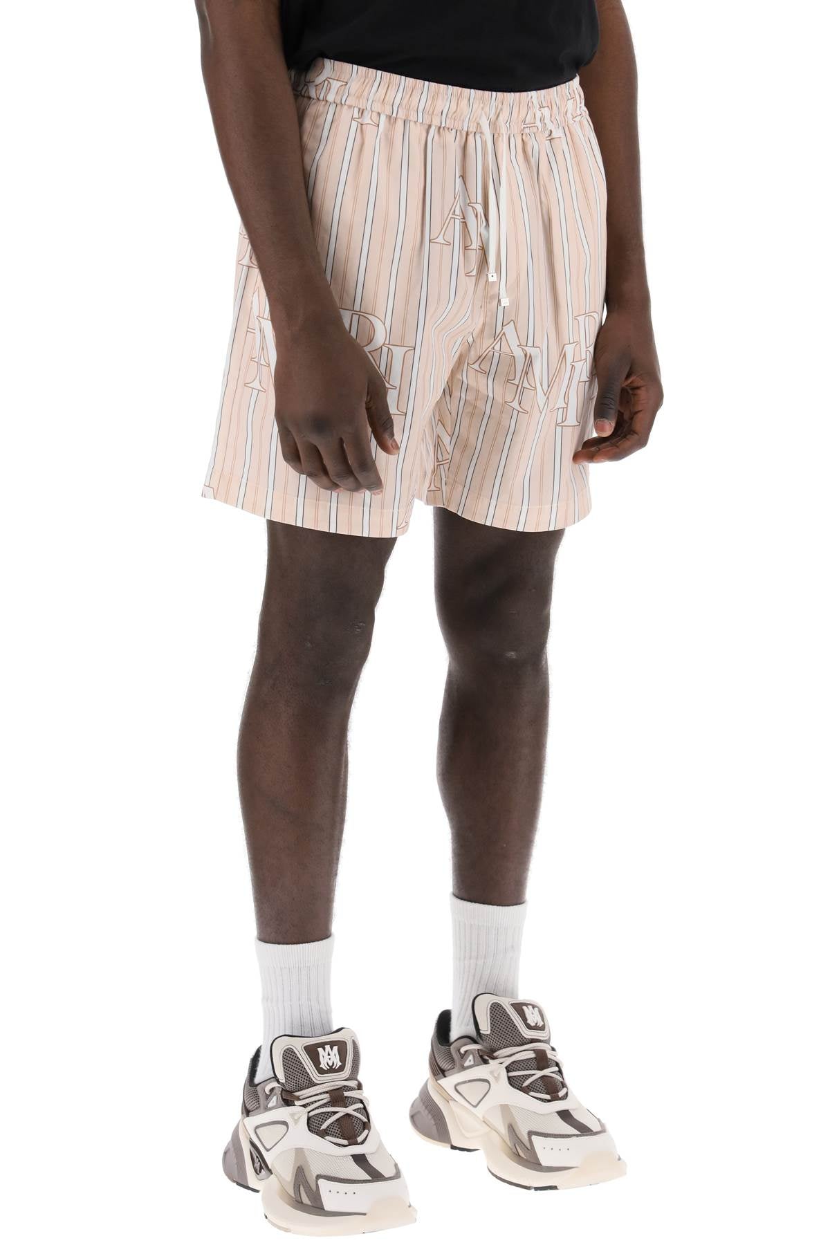 Amiri stripe technical poplin bermuda shorts with logo "striped