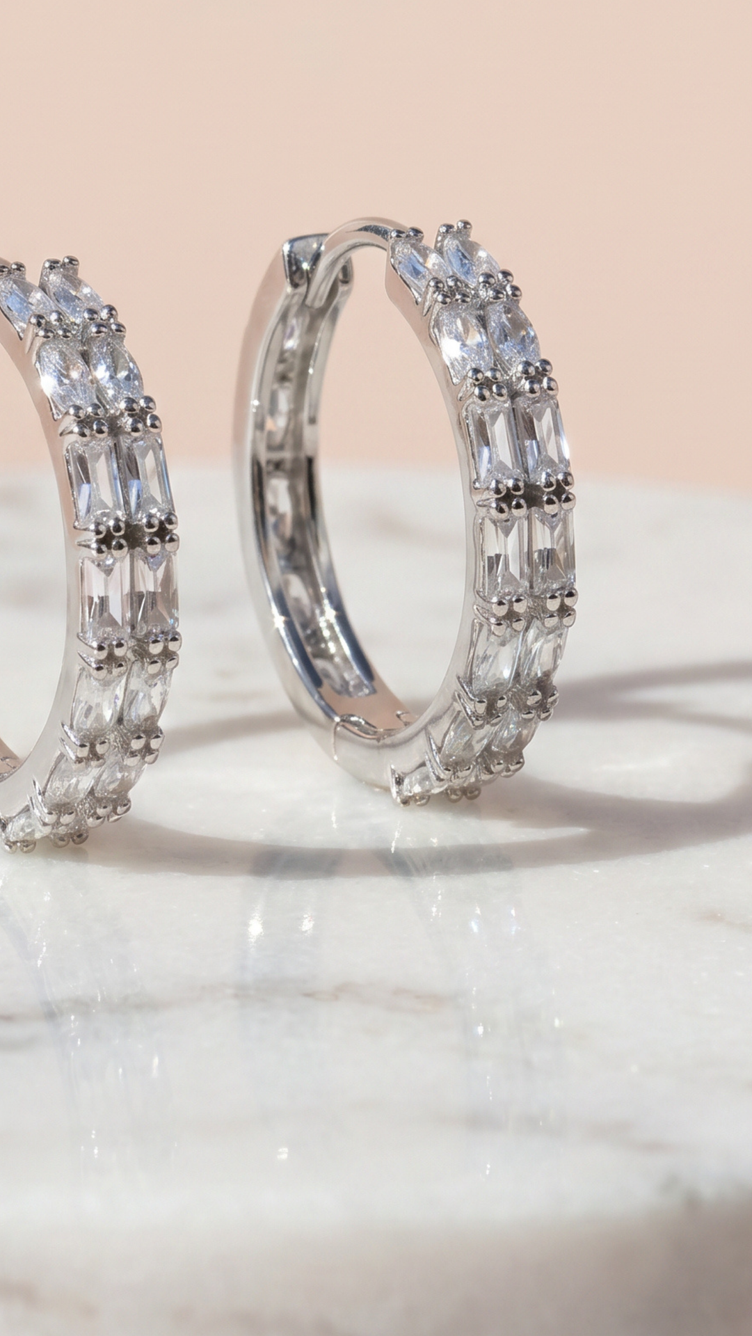 Huggie Baguette Cut Crystal Earrings