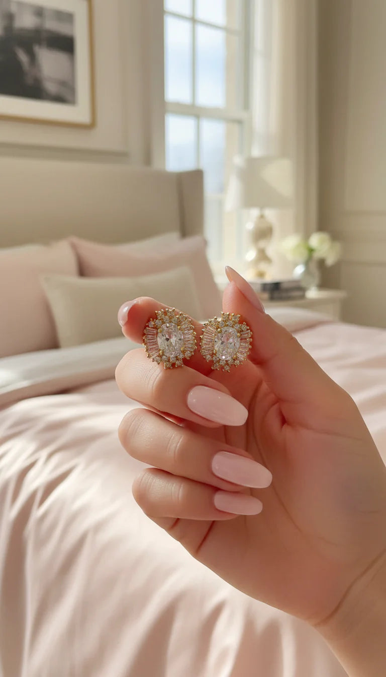 Clustered Crystal Stud Earrings