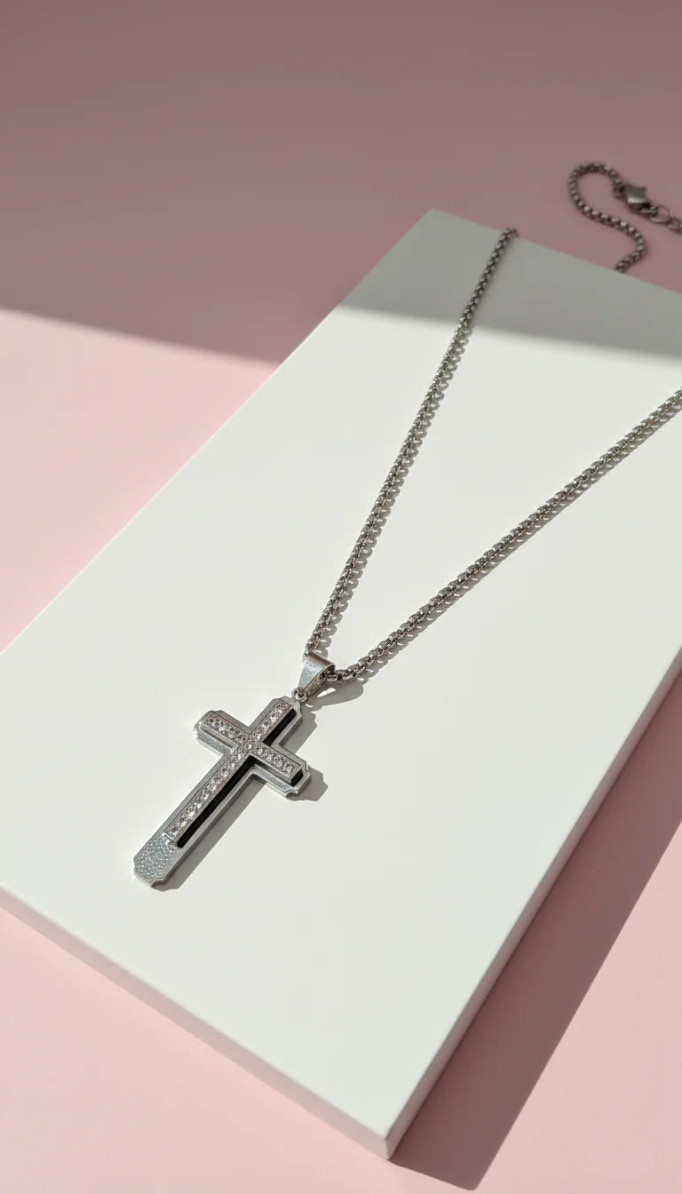 Waterproof Layered Stainless Steel Symbolic Cross Necklace