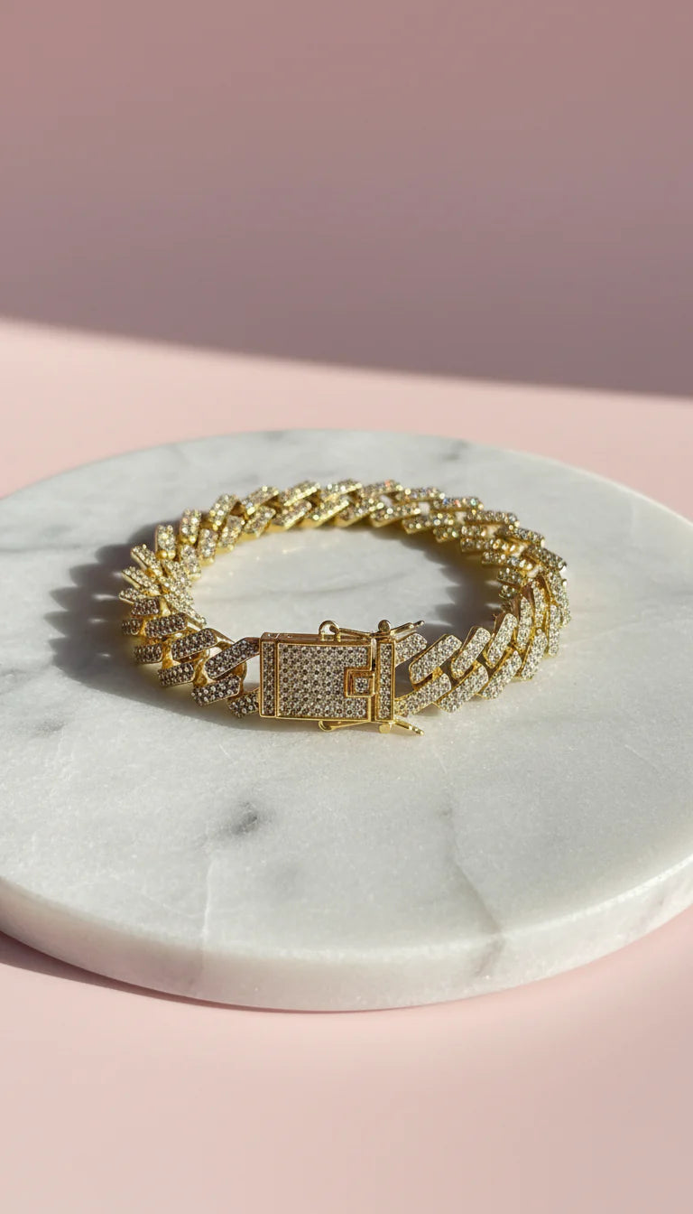 Waterproof Stainless Steel Gold Plated Link Chain Bracelet