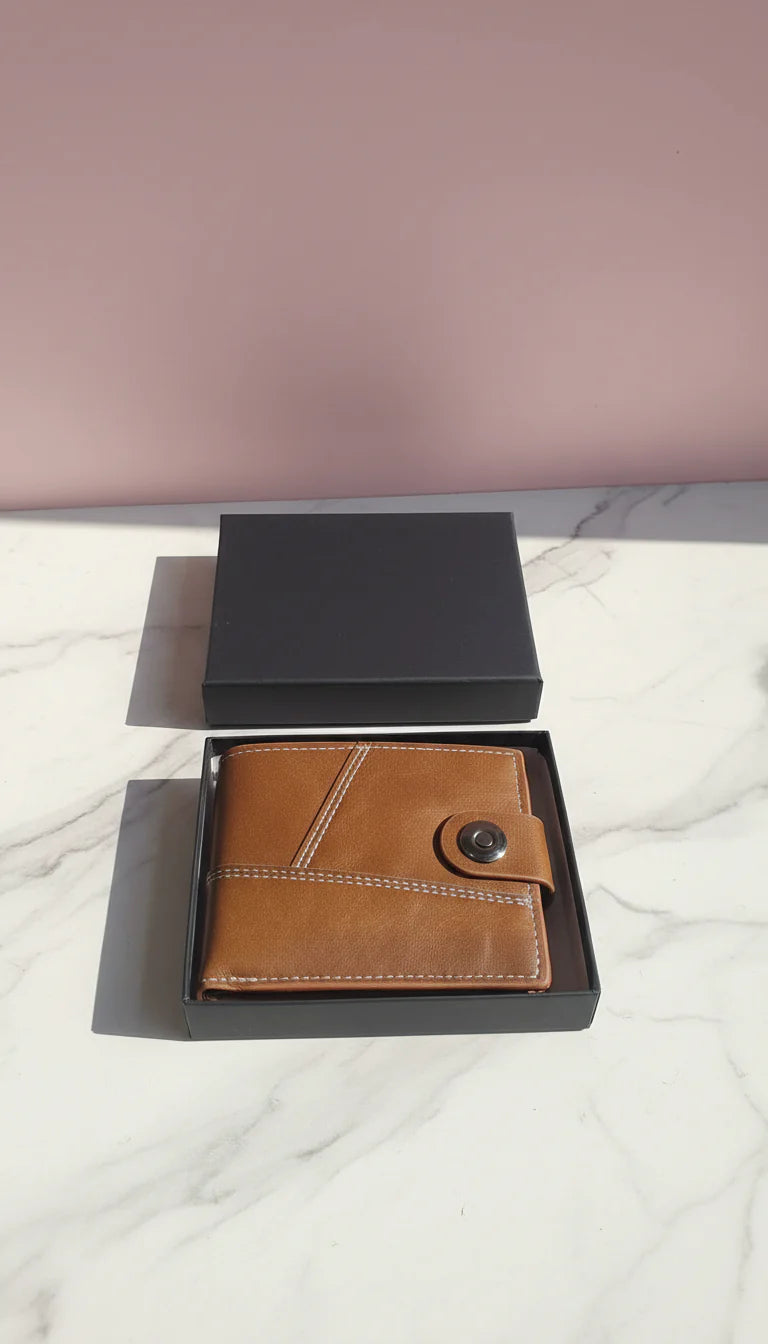 Abstract Leather Wallet With Gift Box