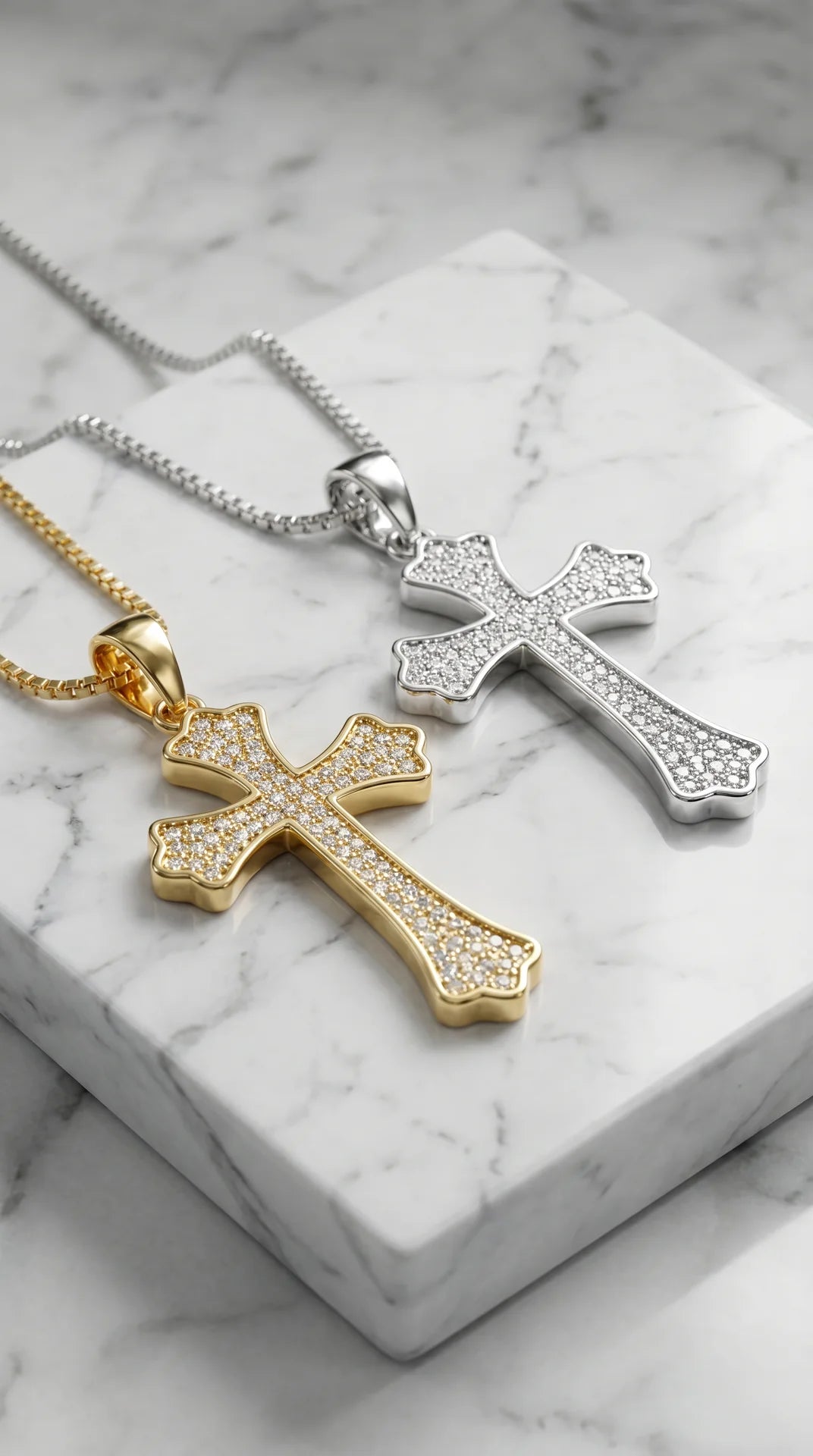 Crystal Cross Symbolic Necklace Pendant