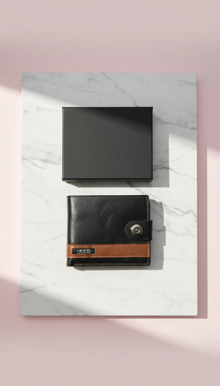 Two Tone Men's Wallet With Gift Box