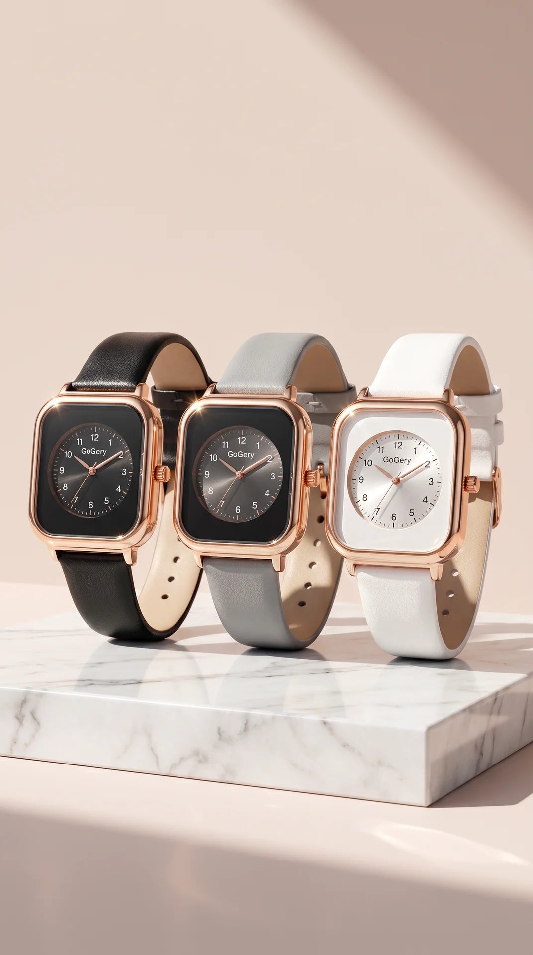 Square Gold Face Silicone Popper Closure Watch