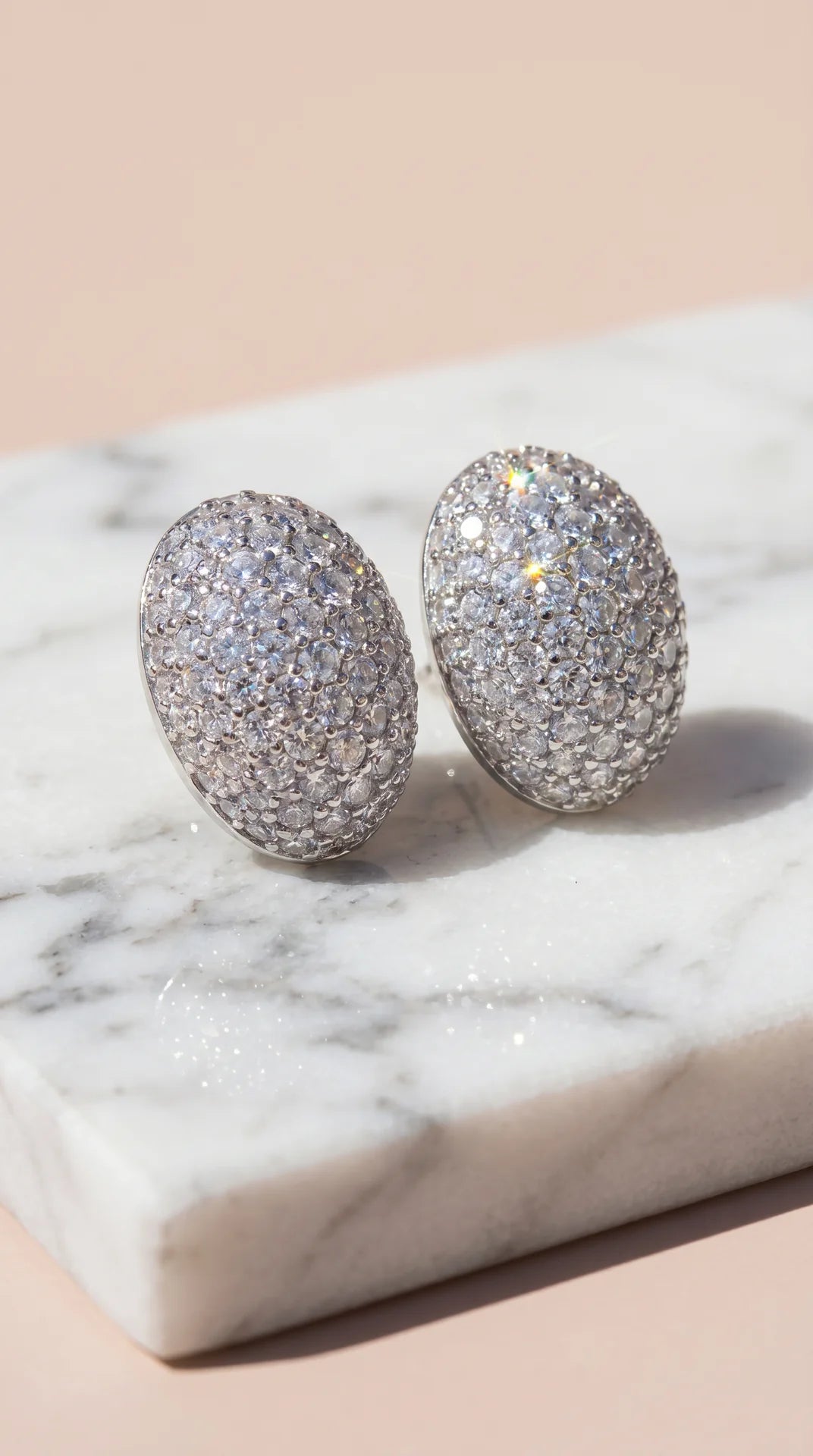 Curved Pavé Crystal Stud Earrings