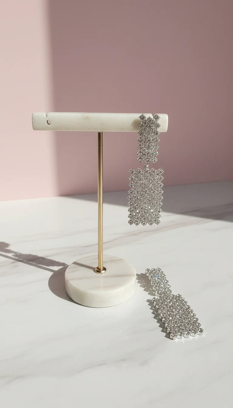 Oblong Layered Drop & Dangle Crystal Earrings