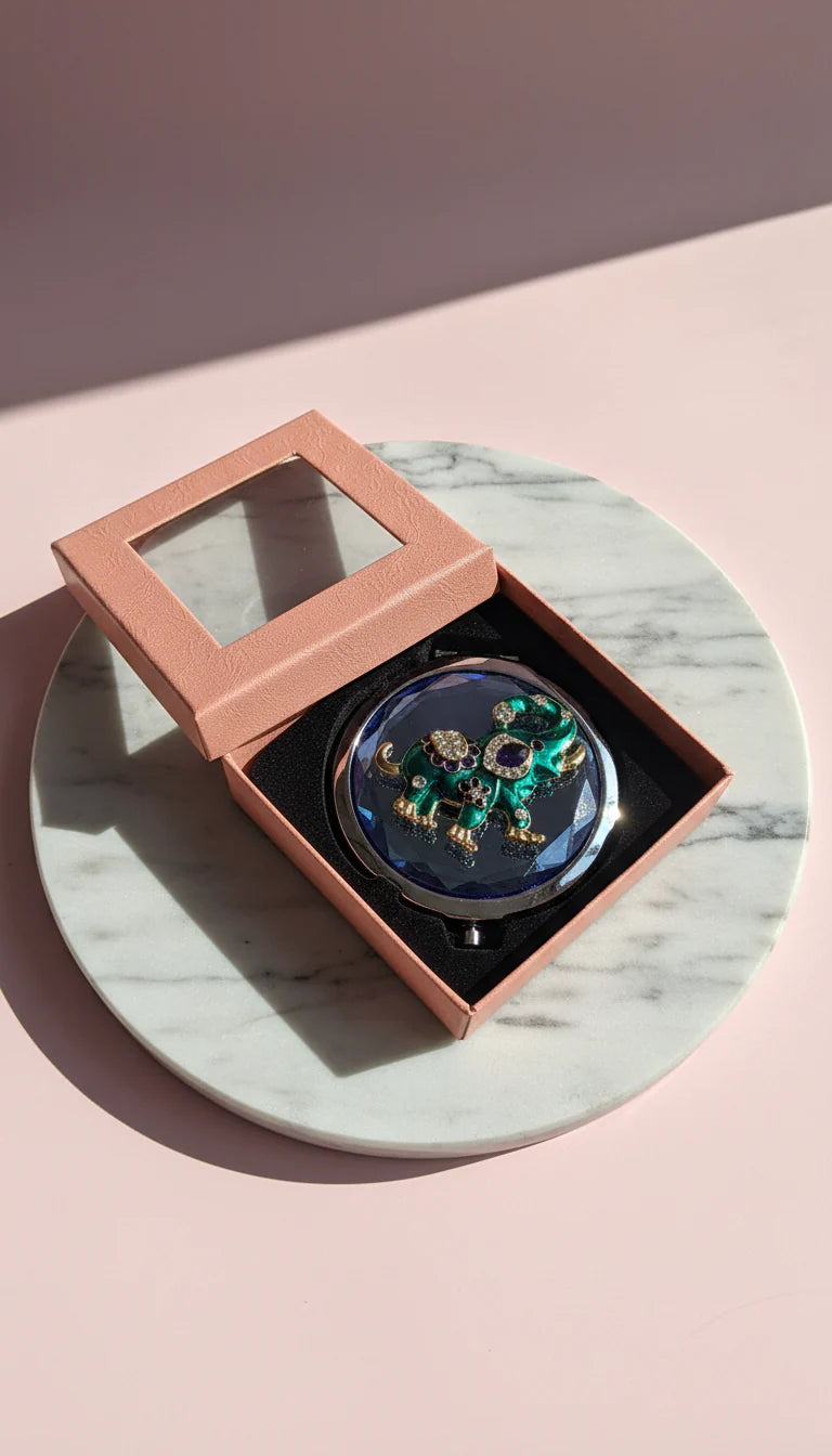 Colourful Elephant Compact Mirror With Gift Box