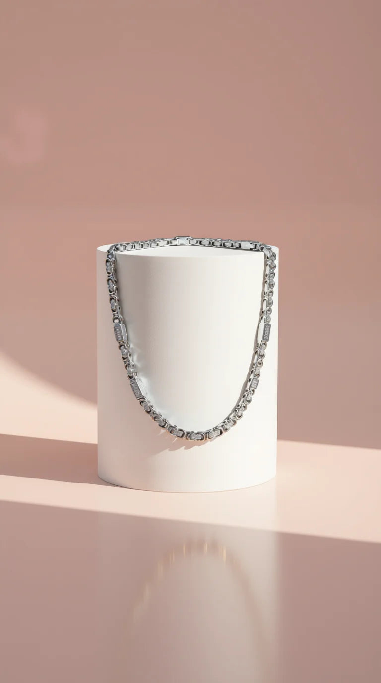 Waterproof Byzantine Cage Chain Stainless Steel Necklace