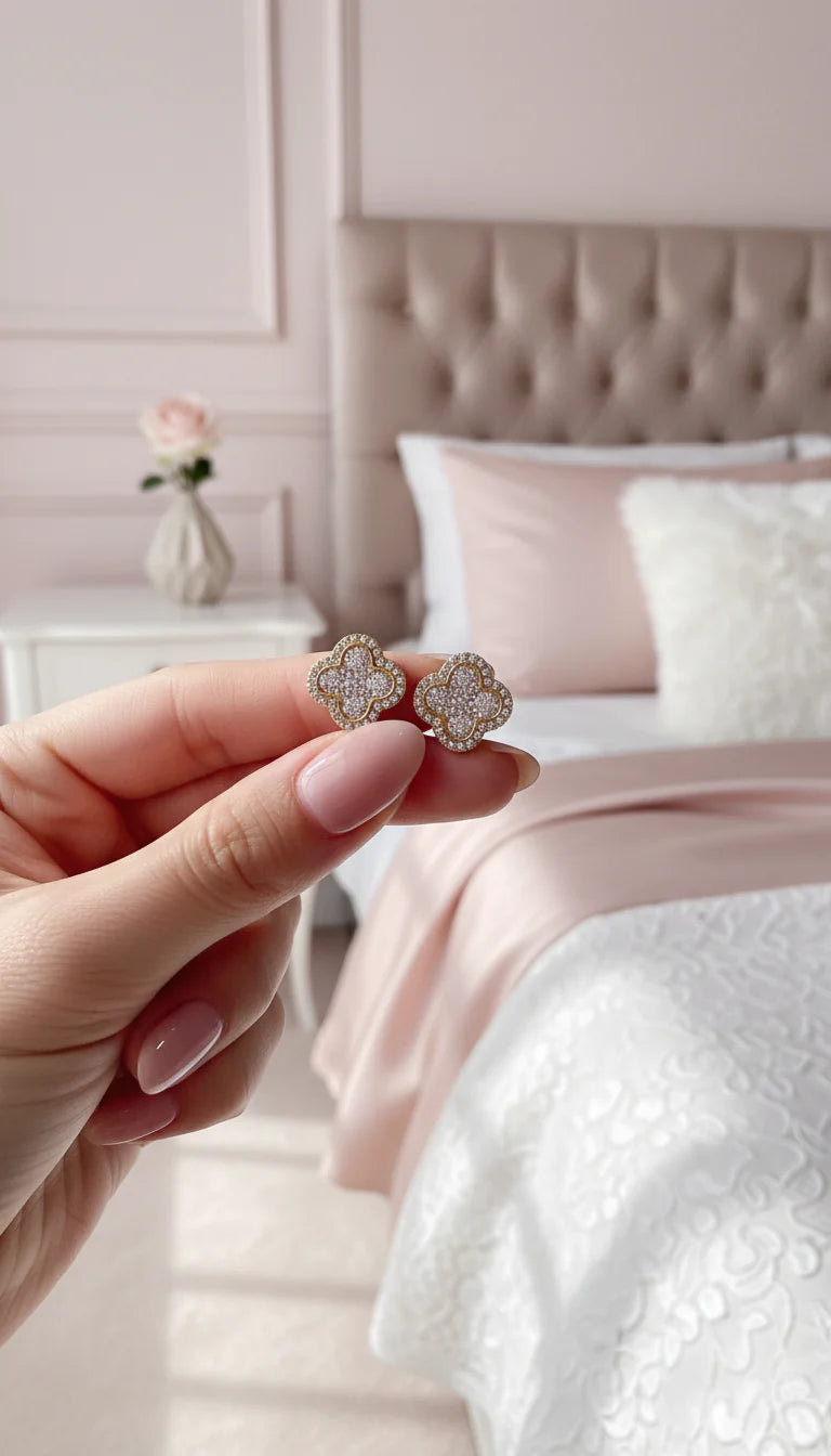 Clover Pavé Crystal Stud Earrings
