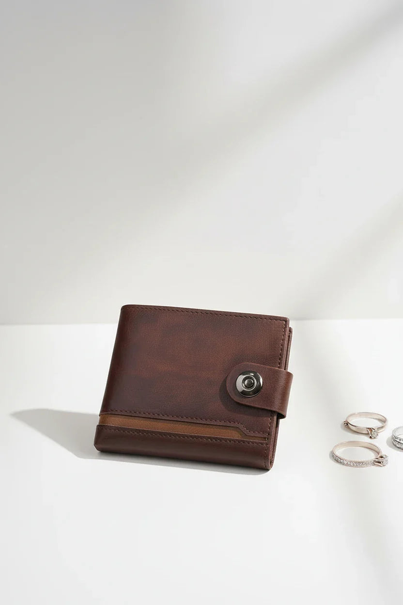 Two Tone Leather Wallet With Gift Box