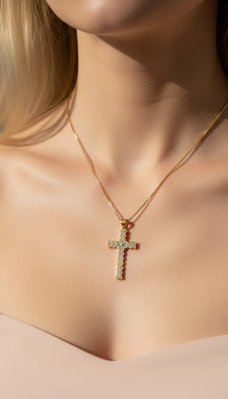 Heart Crystal Cross Symbolic Pendant Necklace