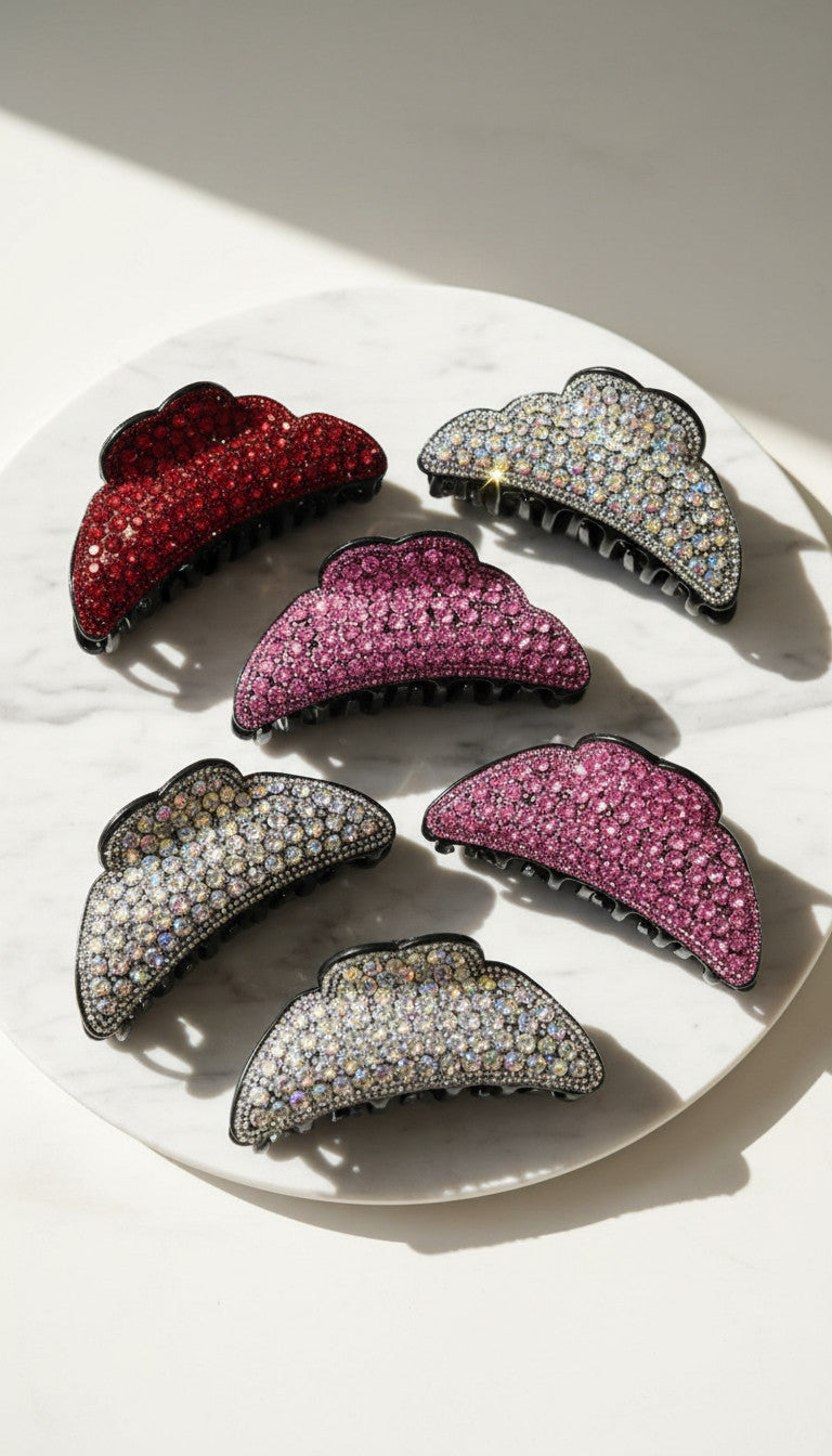 Pack of 12 Crystal Hair Claw Clamps