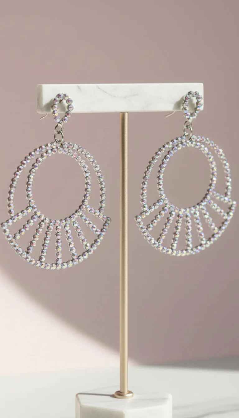 Statement Circular Iridescent Crystal Earrings