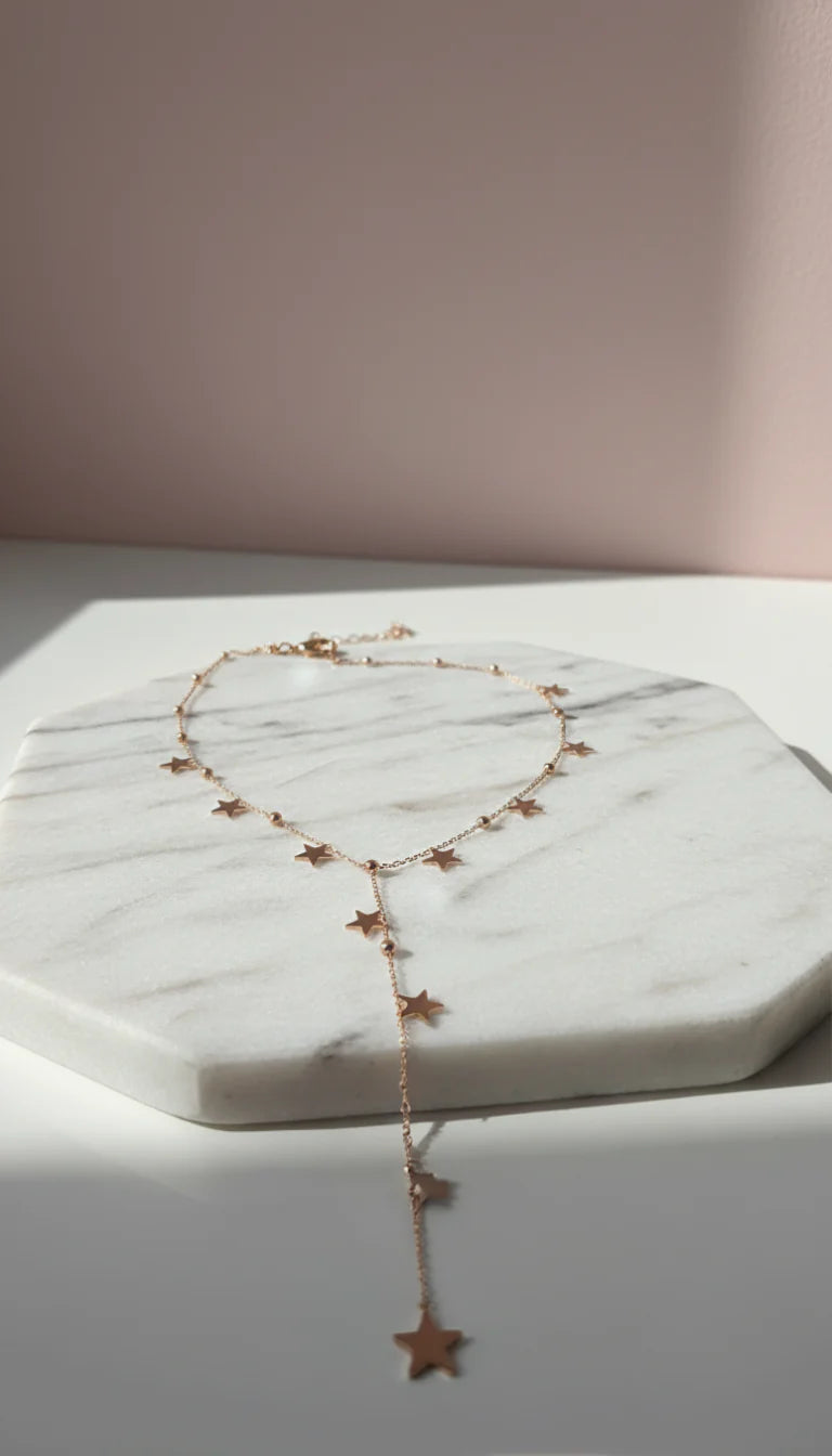 Rose Gold Waterproof Star Stainless Steel Gold Plated Pendant Necklace
