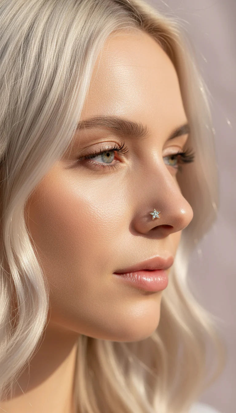 Stainless Steel Star Crystal Nose Ring