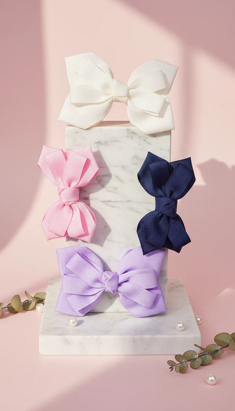 Pastel Hair Bow Clip Slide Bows Pack of 24