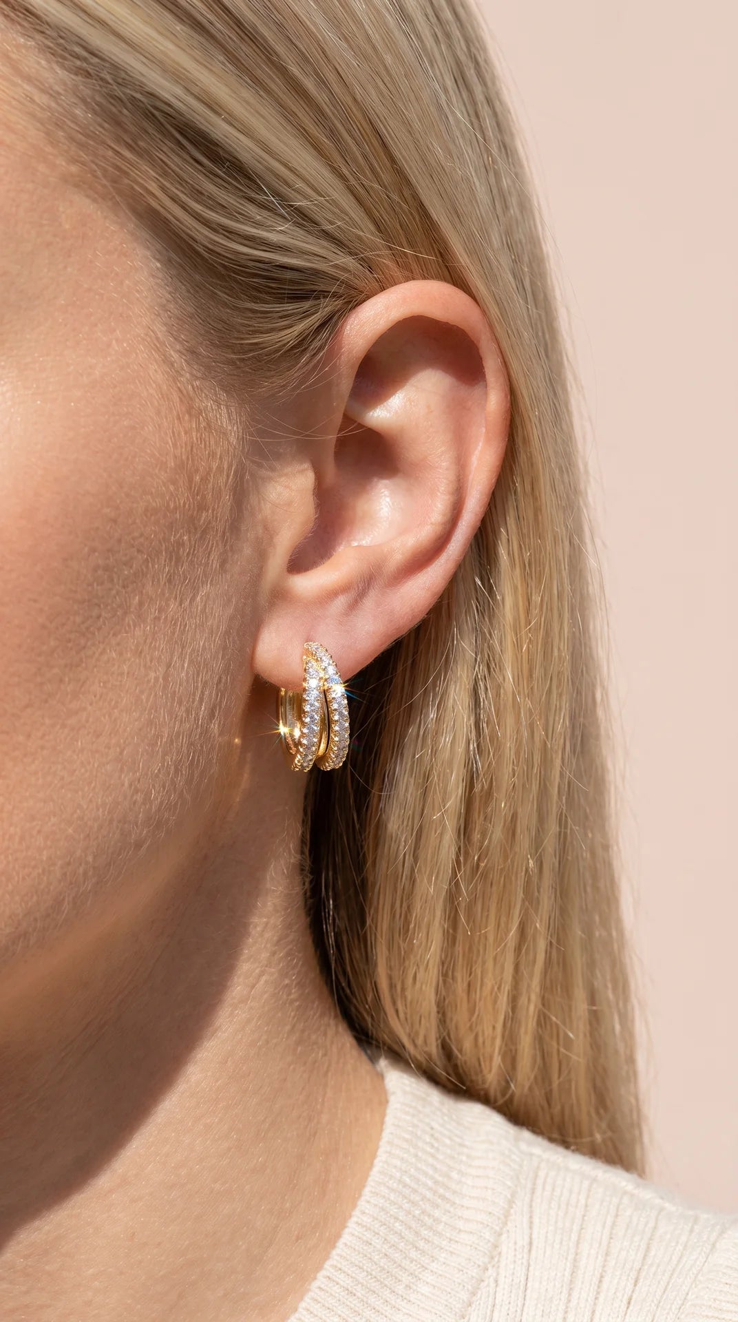 Micro Crystal Pavé Gold Plated Earrings