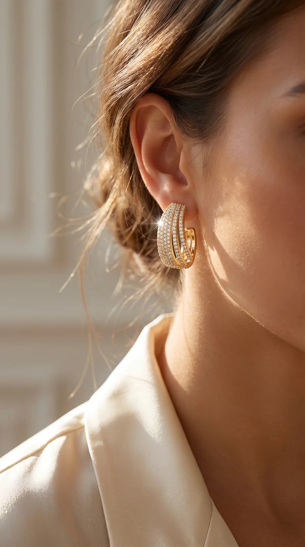 Layered Huggie Crystal Earrings