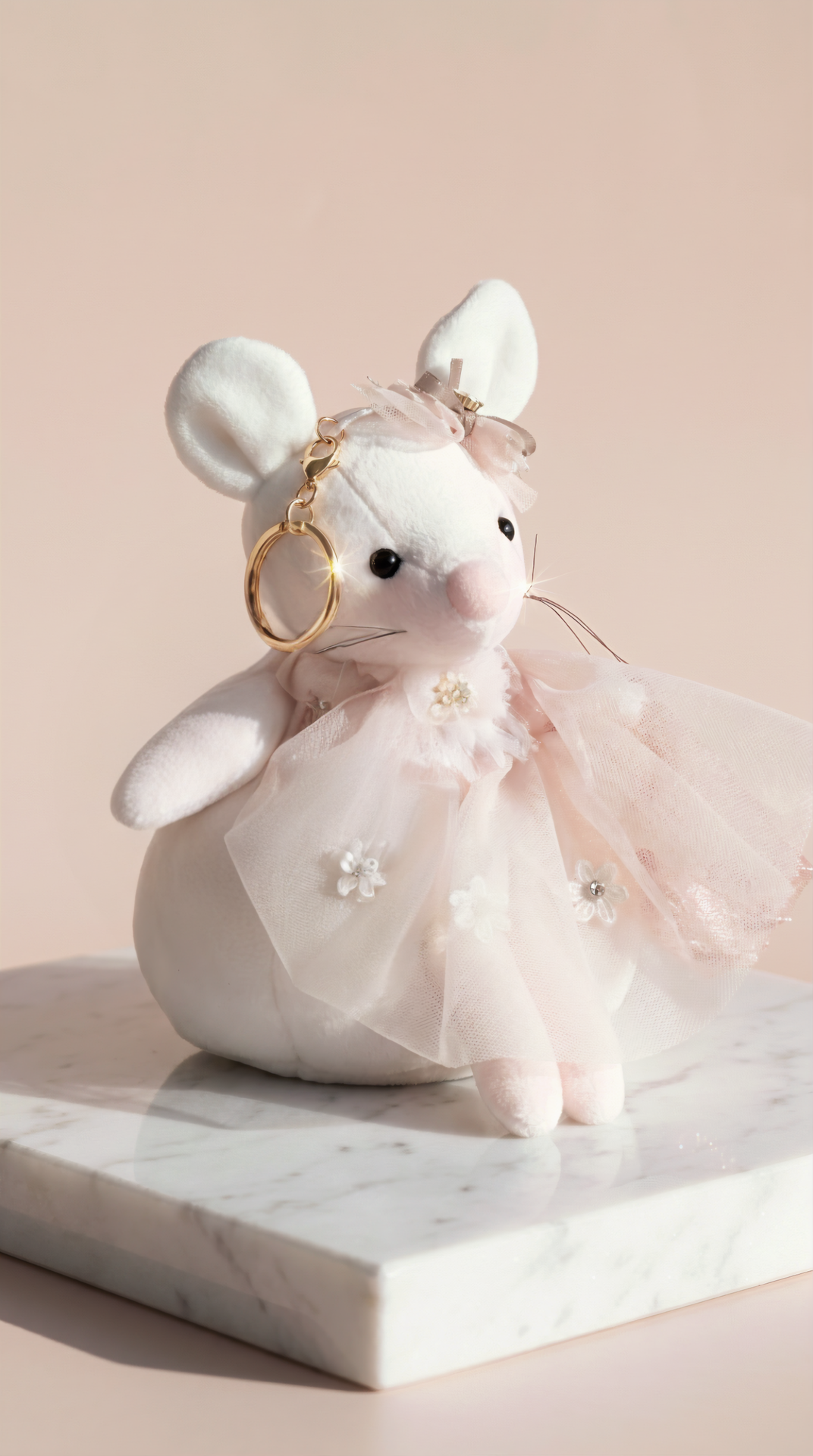 Oversized Plush Ballerina Mouse Keyring & Bag Charm