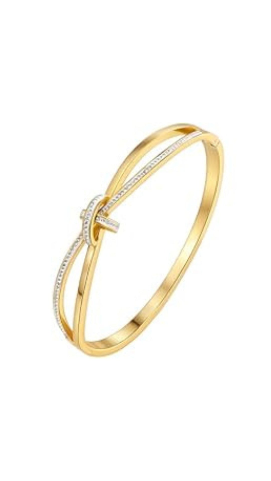 Pavé Knot Gold Plated Crystal Bangle