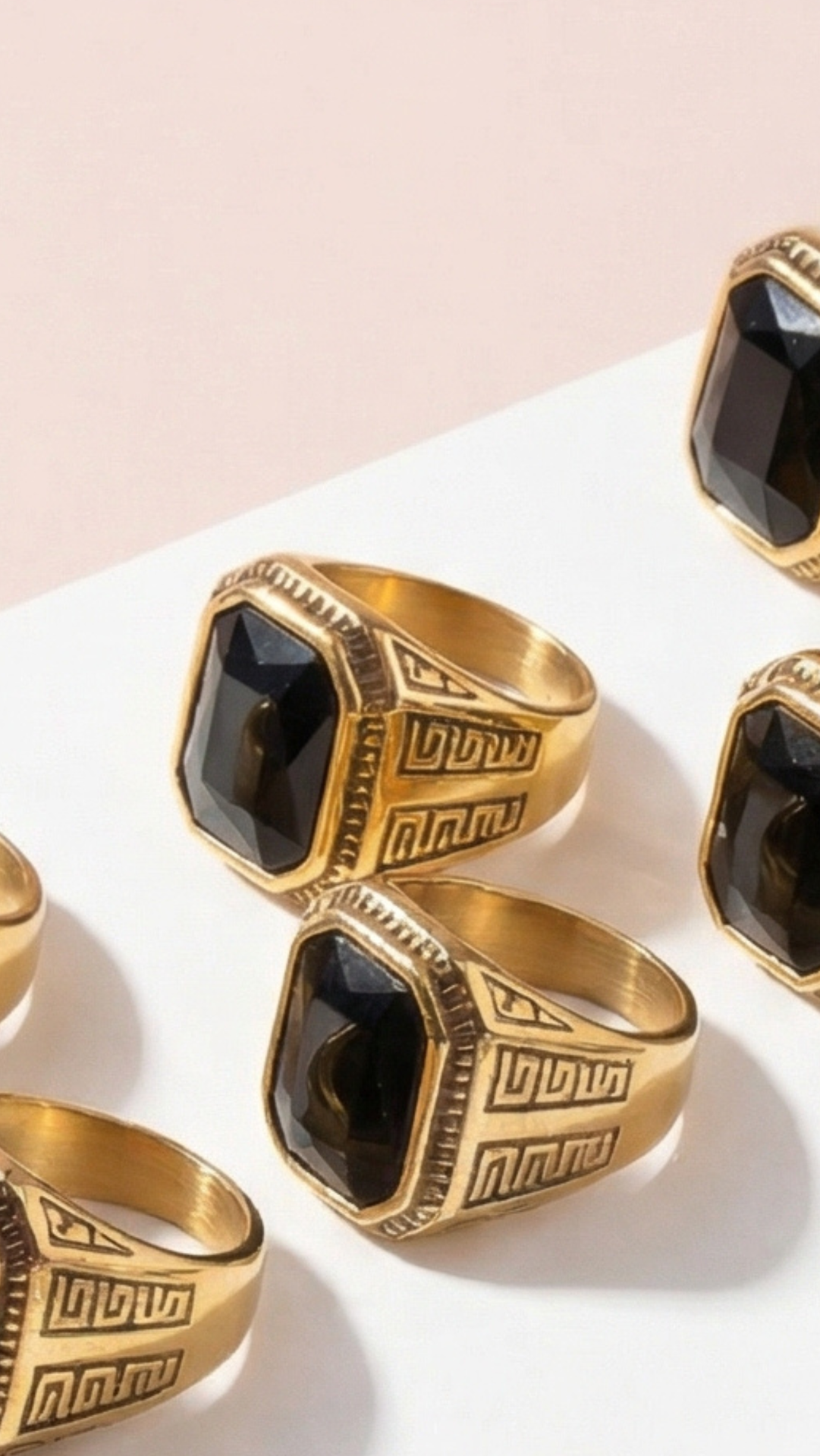 Stainless Steel Men's Black Stone Waterproof Signet Ring