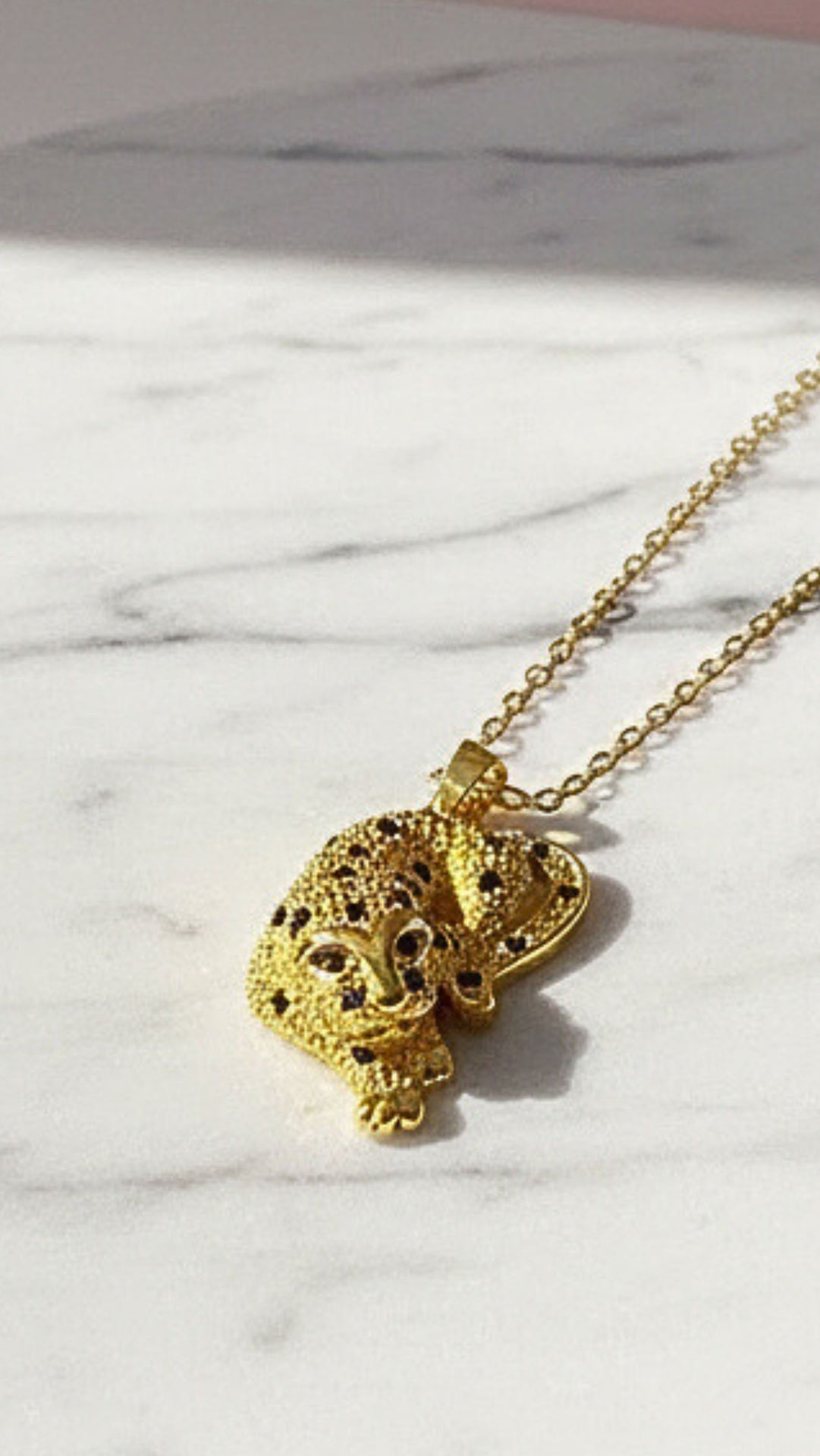 Waterproof Gold Leopard Stainless Steel Gold Plated Pendant Necklace