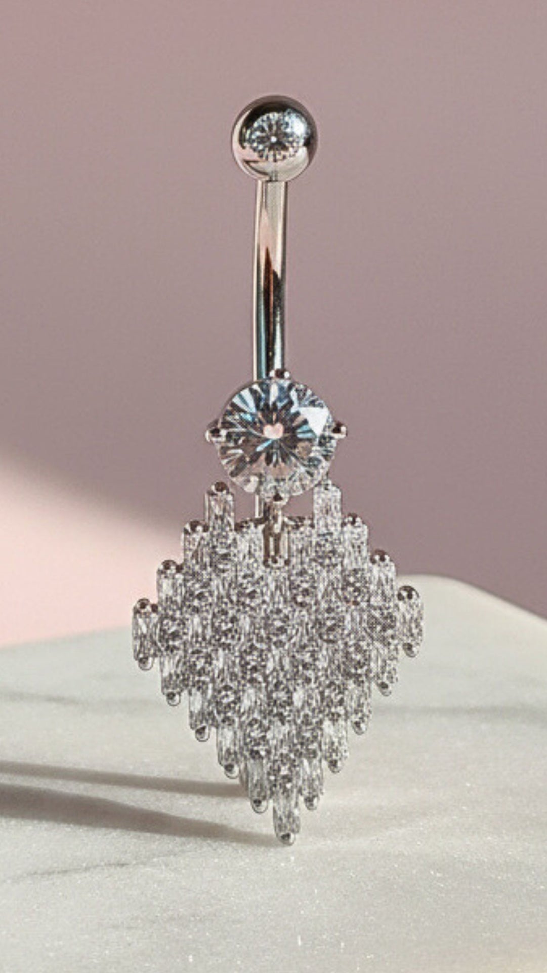 Waterproof Diamond Shape Stainless Steel Crystal Belly Bar