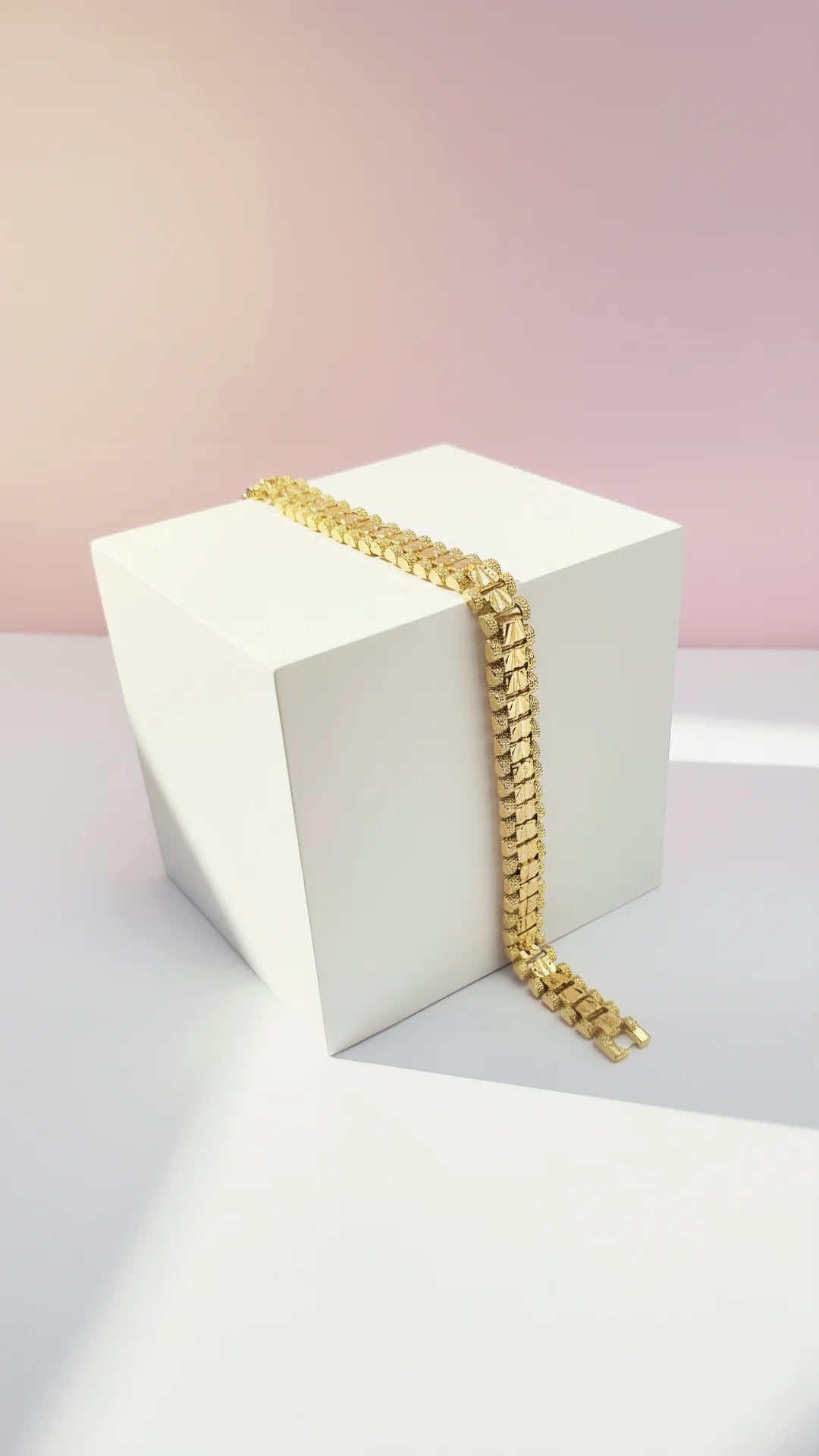Waterproof 24k Gold Plated Mini Square Link Bracelet