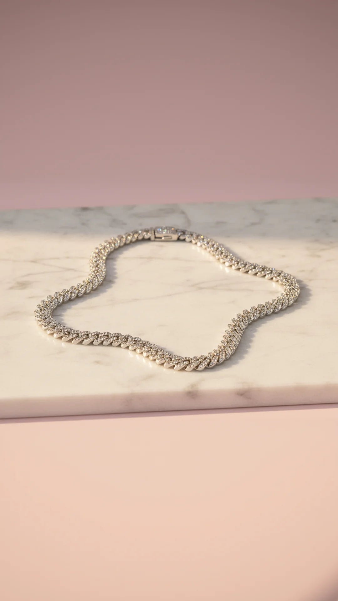 Waterproof Crystal Stainless Steel Link Necklace Chain