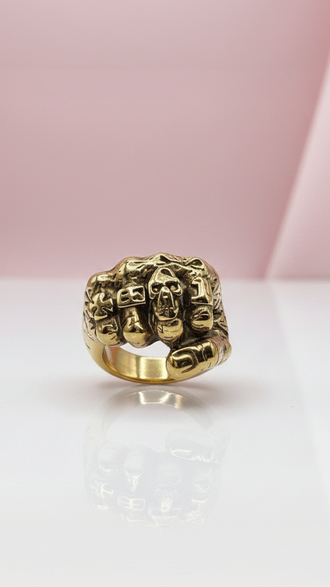 Stainless Steel Fist Of Skulls Men's Waterproof Biker Ring