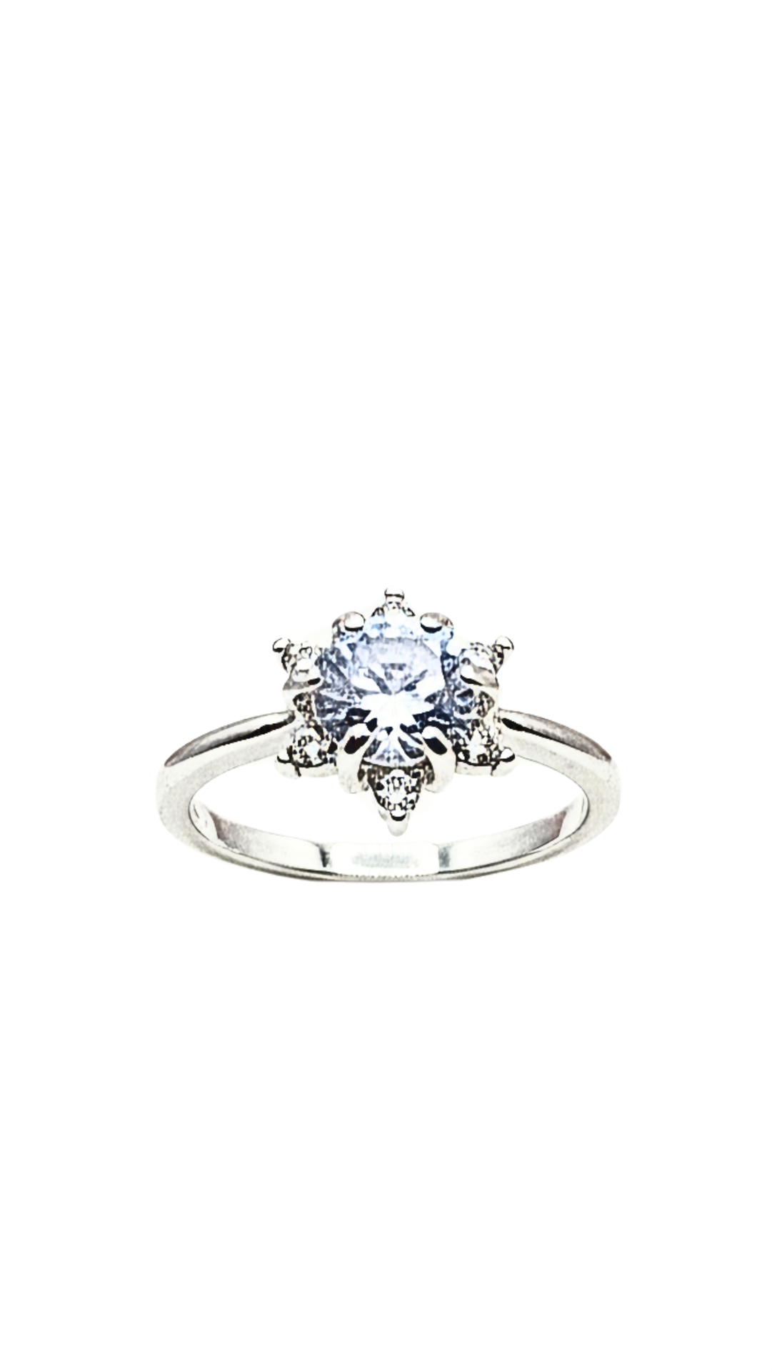 Flower Crystal Ring Silver Set of 12