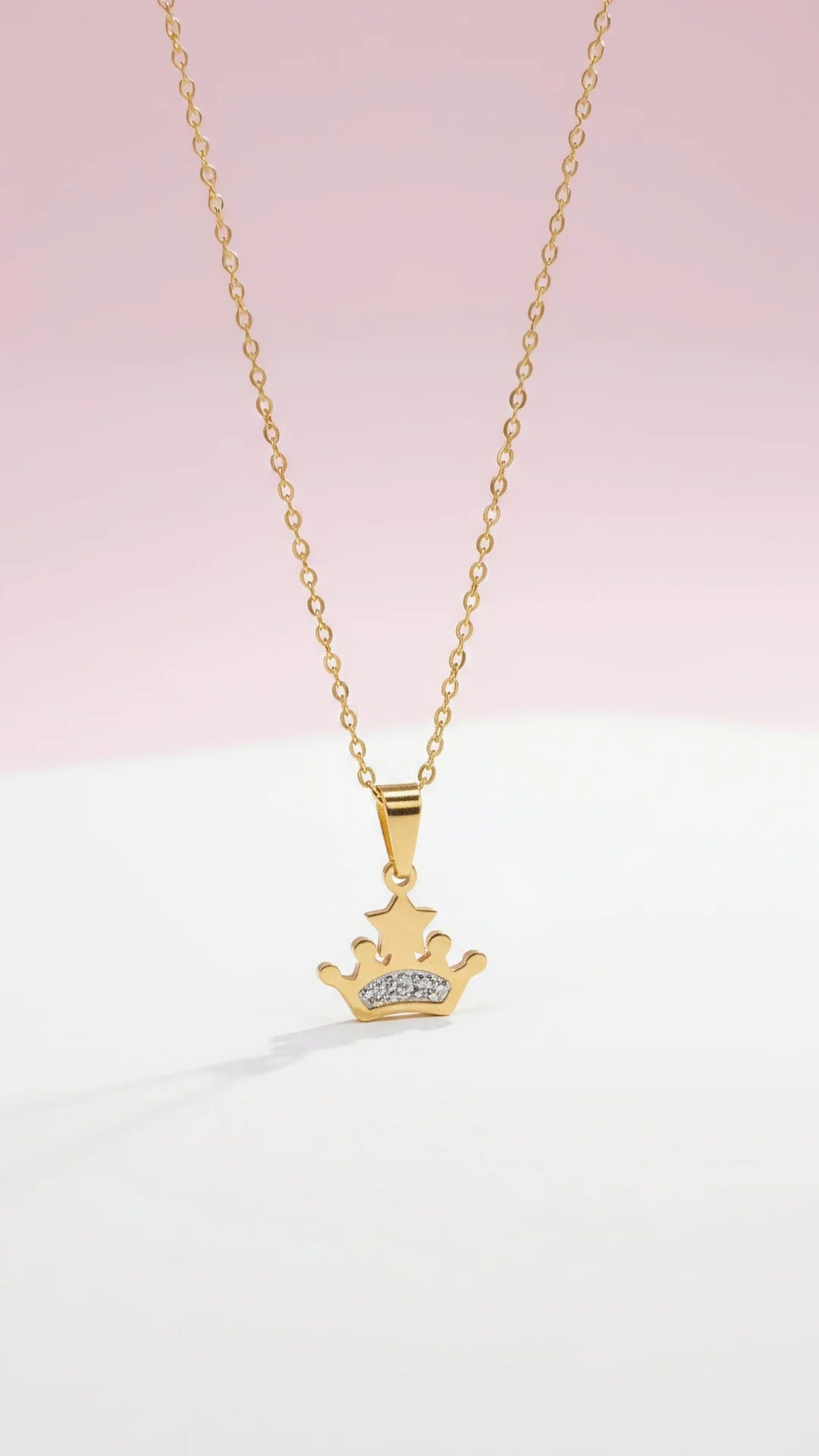 Pavé Crystal Crown Gold Plated Pendant Necklace