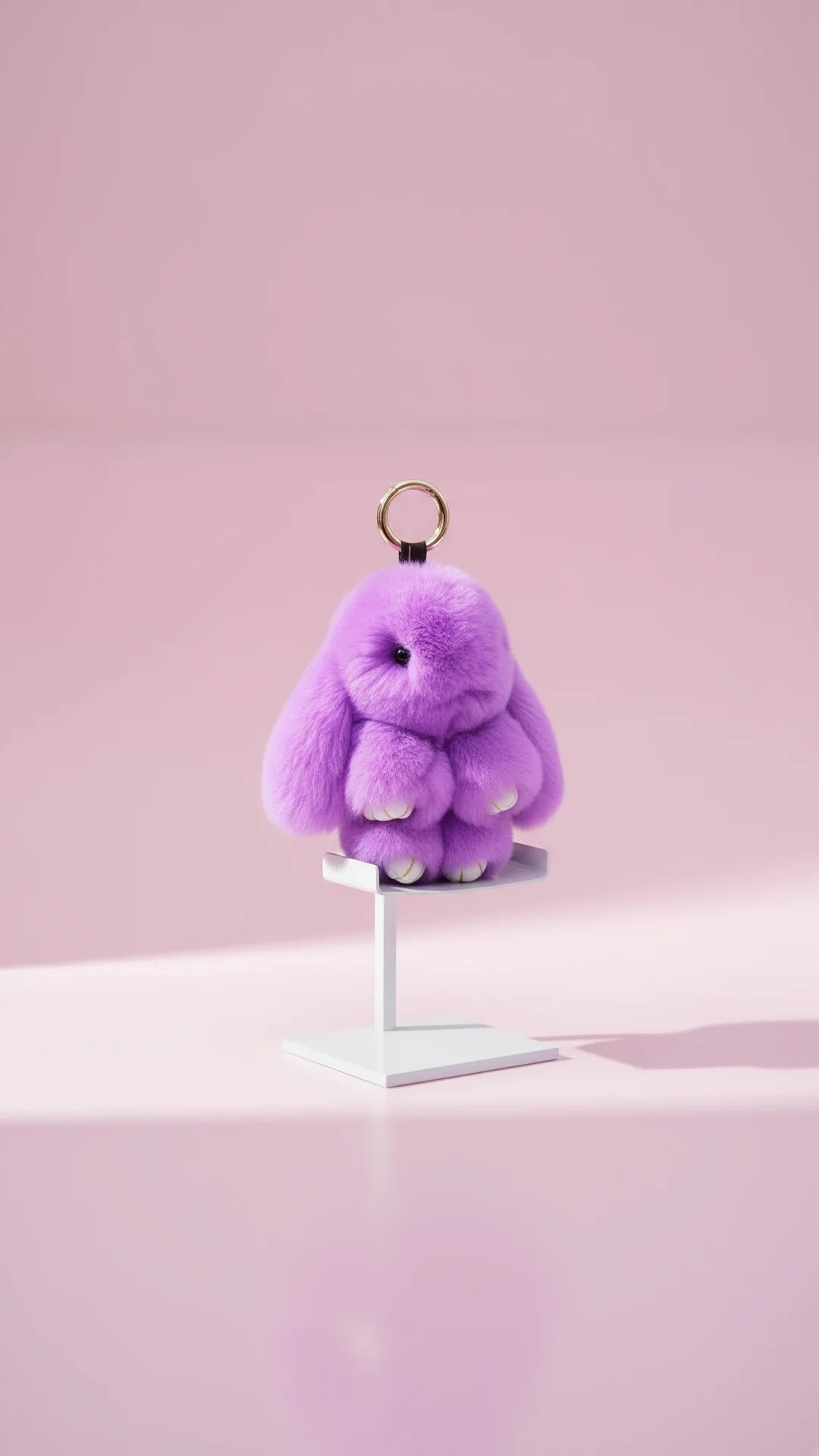 Mini Plush Fluffy Bunny Rabbit Key Ring & Bag Charm
