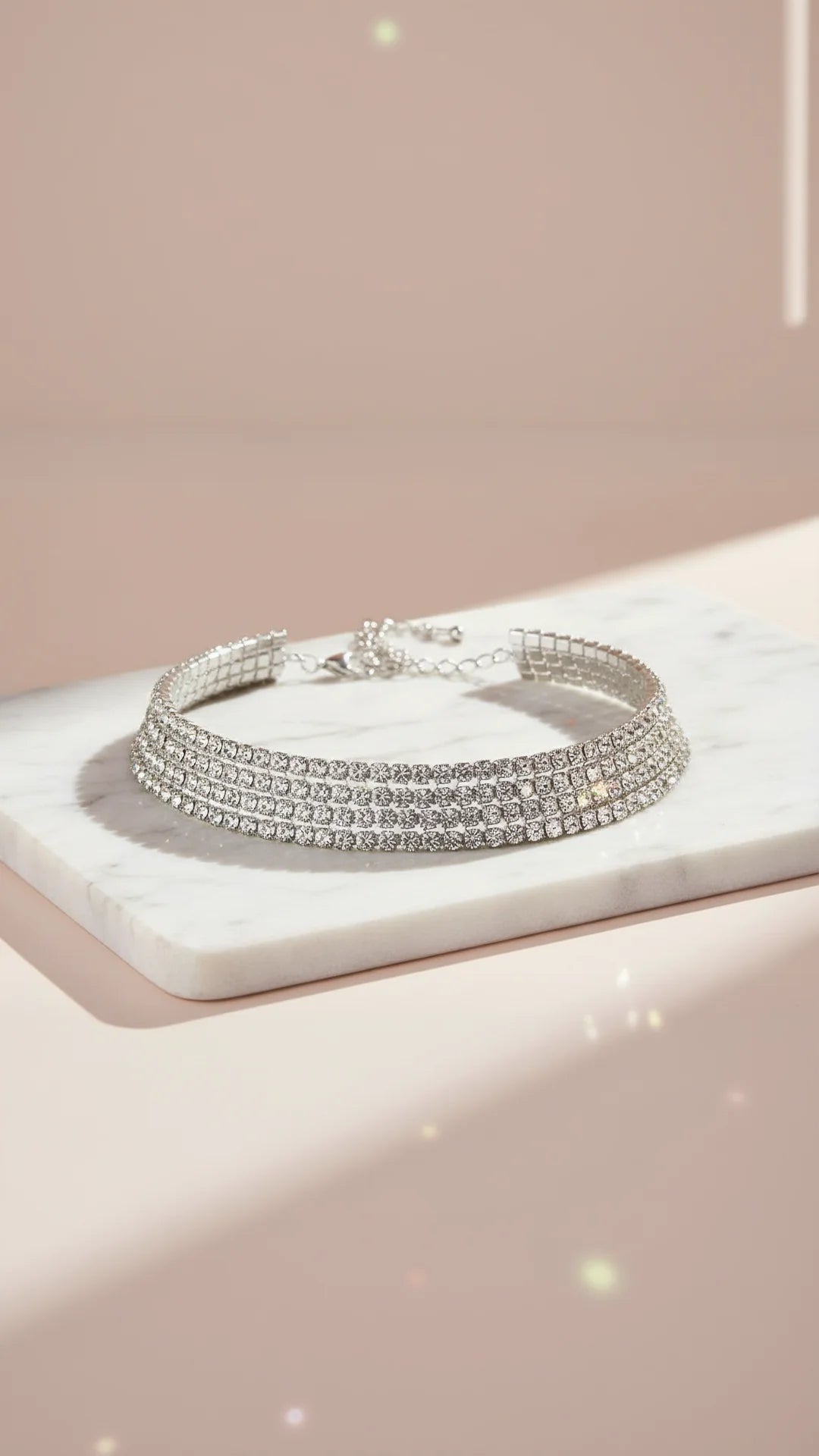 Tennis Crystal Choker Necklace & Earrings Set