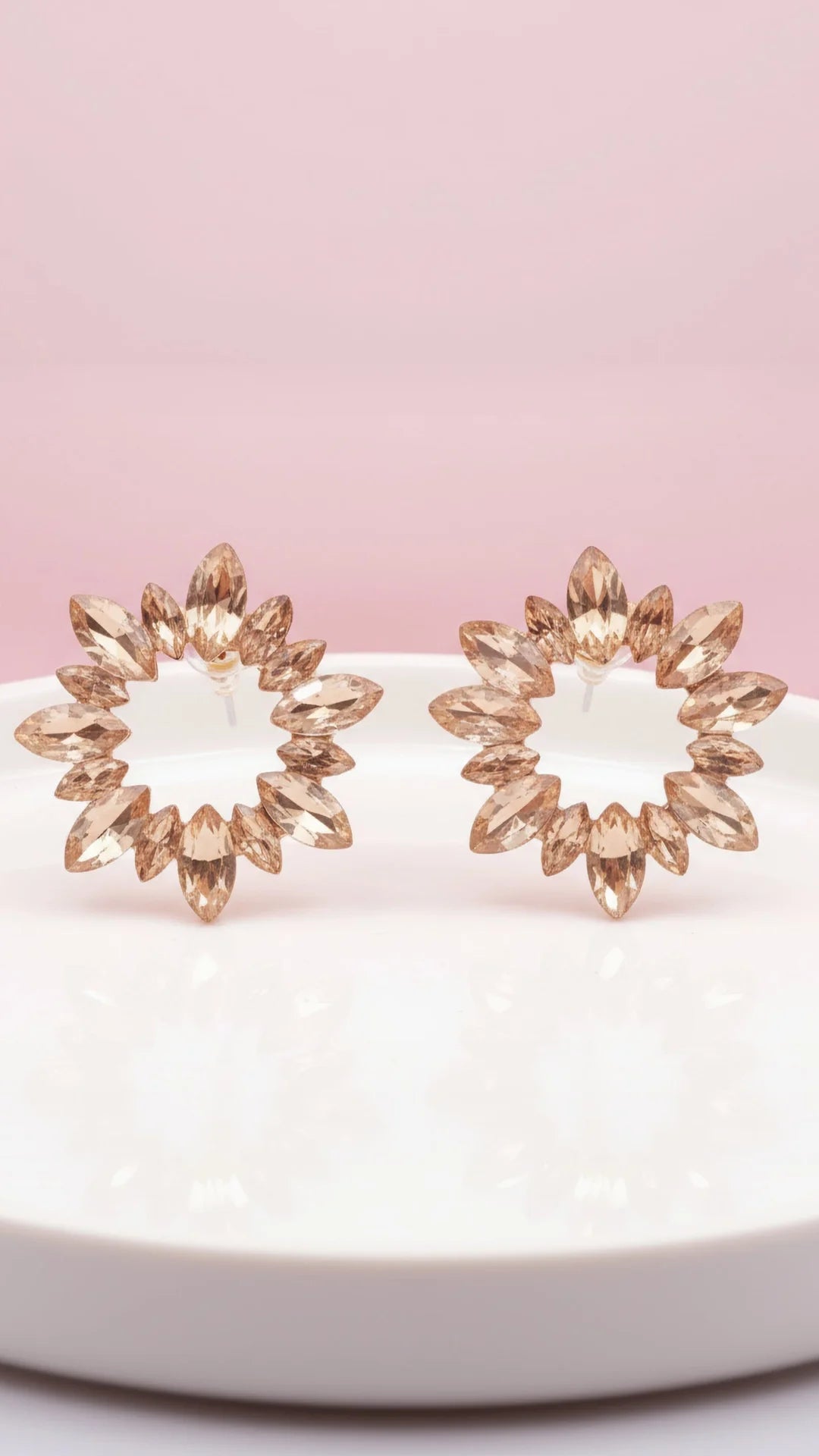Statement Sun Burst Crystal Stud Earrings