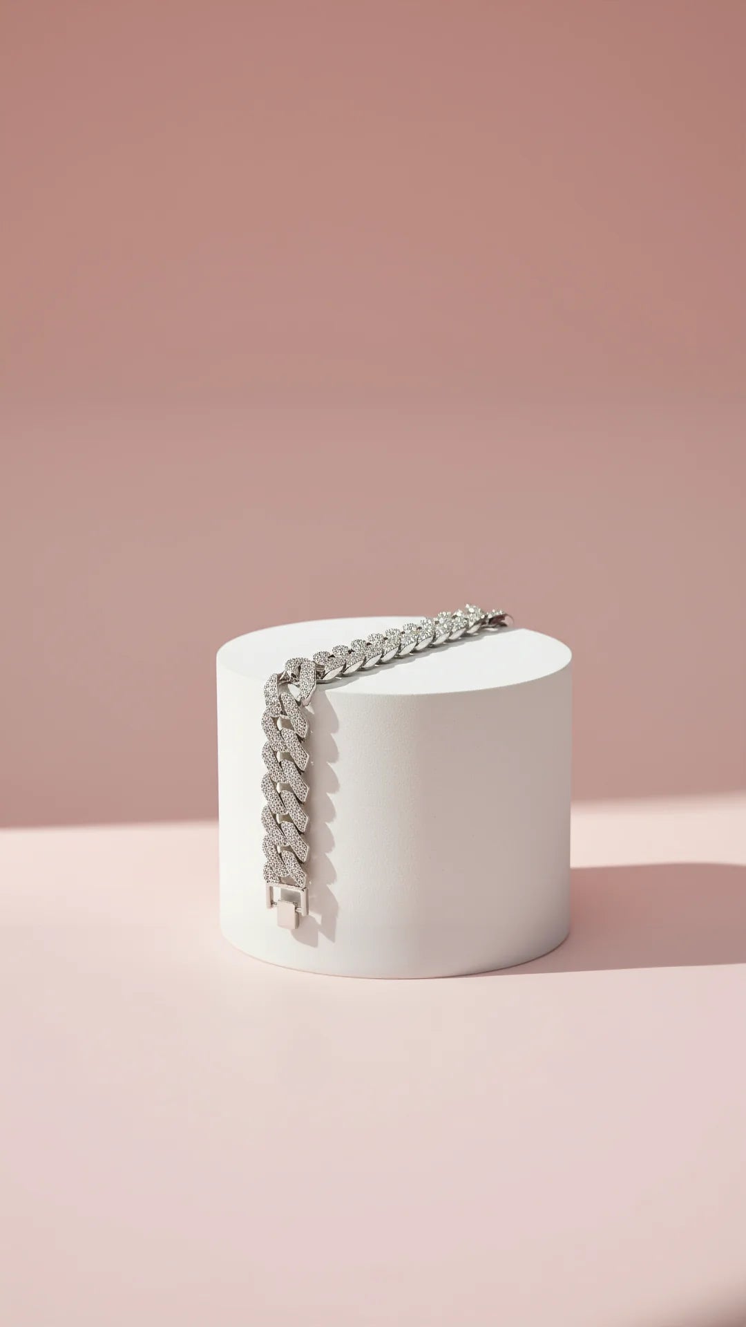 Waterproof Oversized XL Stainless Steel Crystal Bracelet Chain