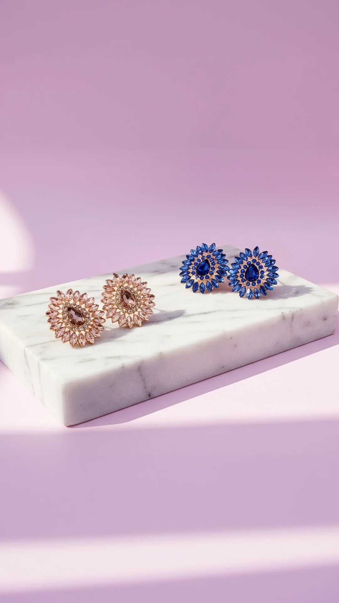 Oval Cluster Crystal Stud Earrings