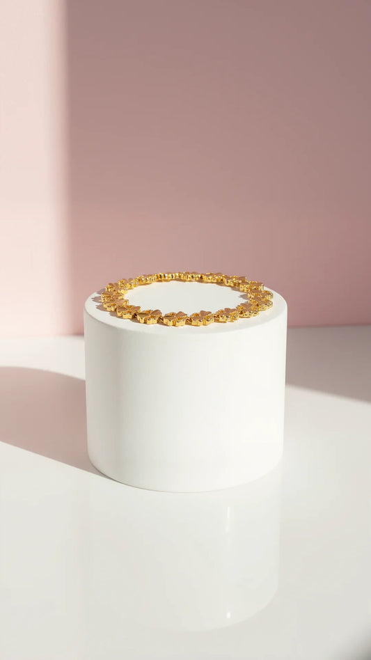 Waterproof 24k Gold Plated Clover Leaf Link Bracelet