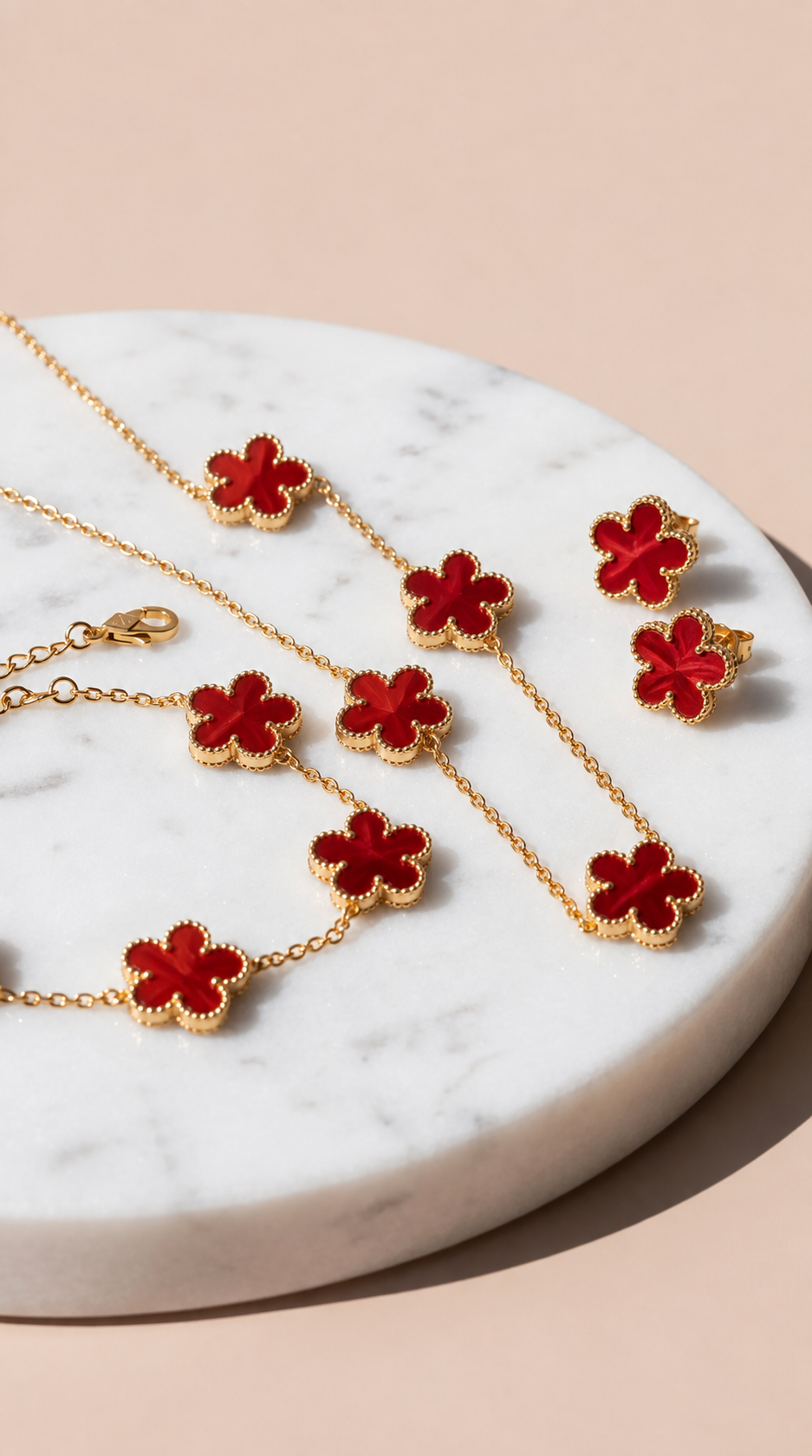 Clover Necklace, Bracelet & Earrings Stainless Steel Set