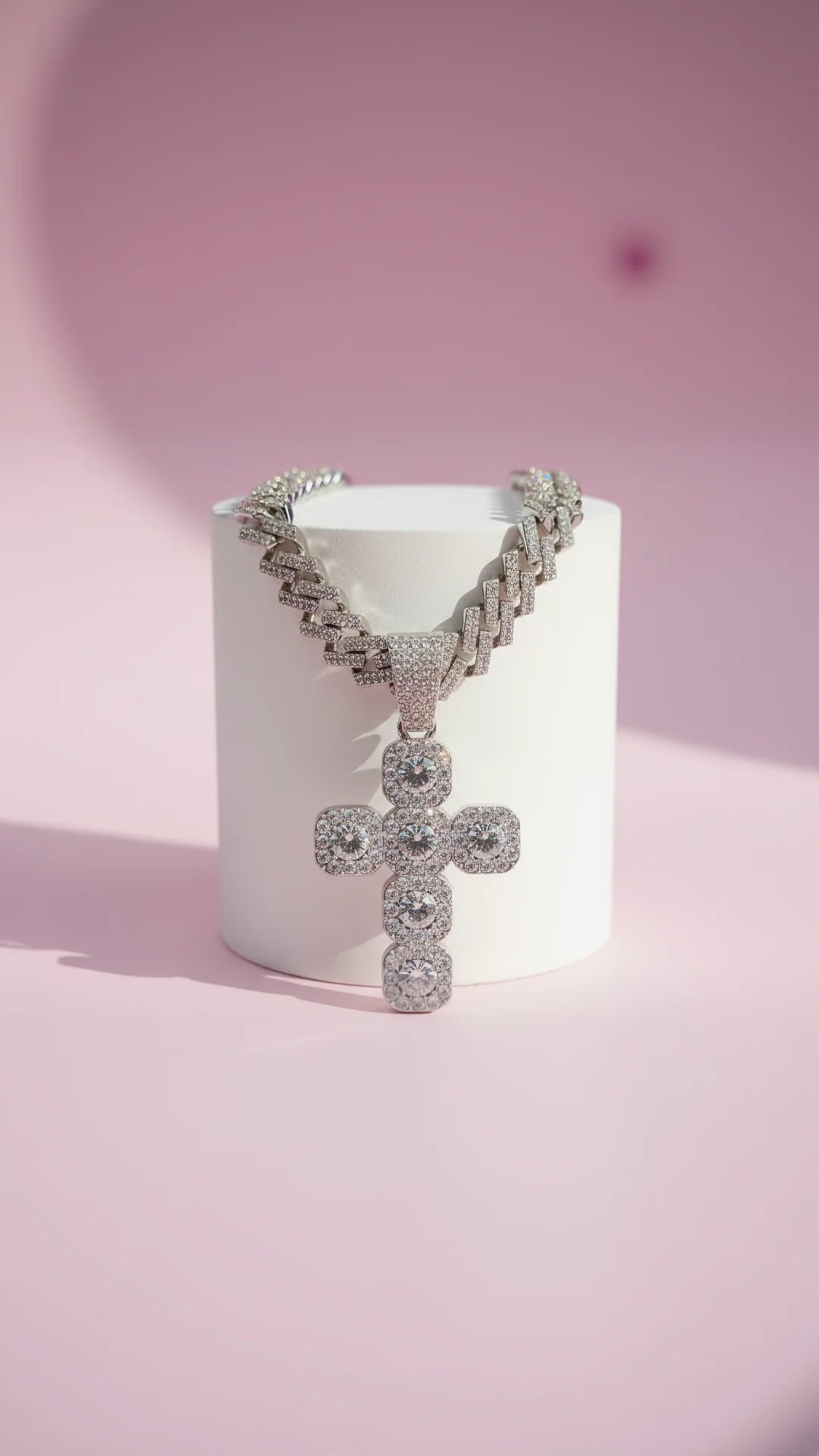 Waterproof Stainless Steel Crystal Cross Necklace