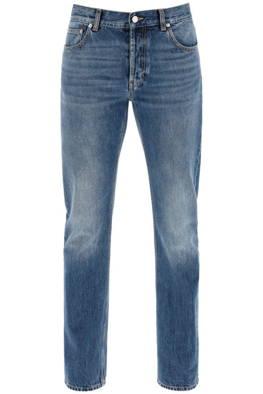 Alexander Mcqueen straight leg jeans with faux pocket on the back.