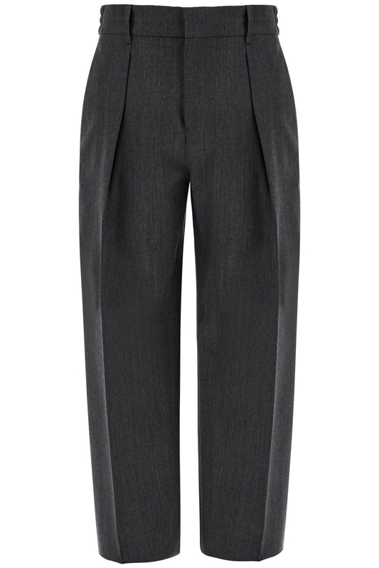 Burberry wide woolen checked trousers